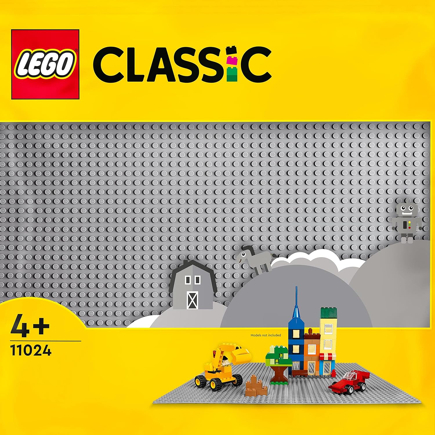 LEGO 11024 Classic Grey Baseplate - 48x48 Stud Building Plate for Creative Play