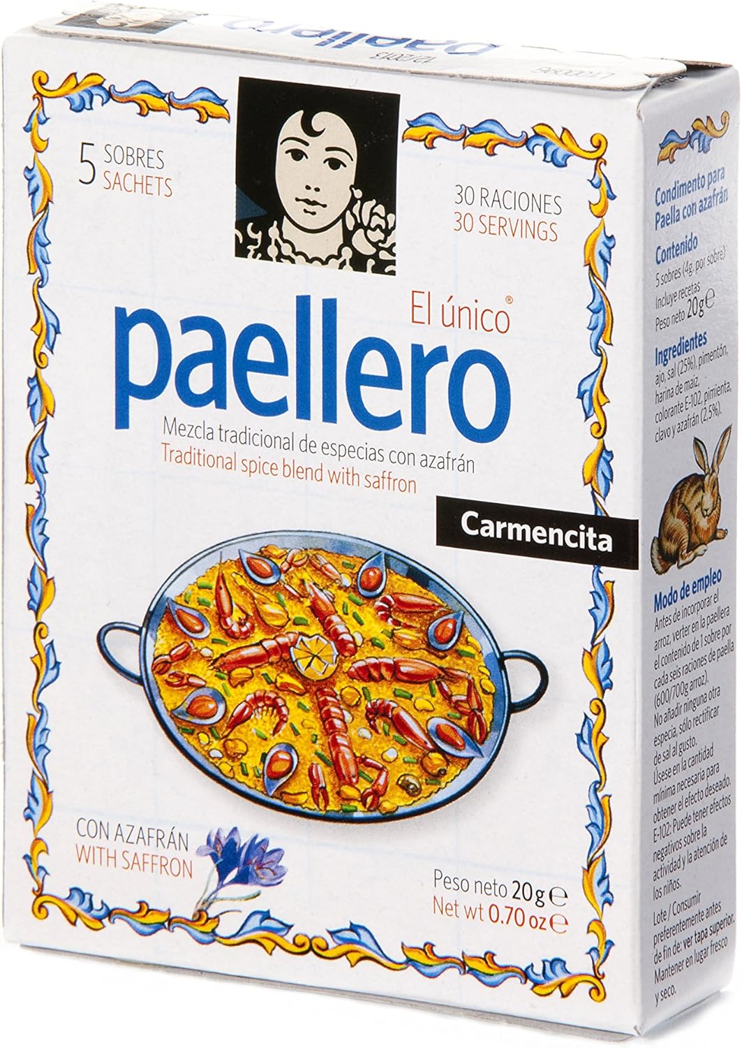 Carmencita Paellero Paella Spice Mix (5 x 4g Sachets) - Authentic Spanish Seasoning