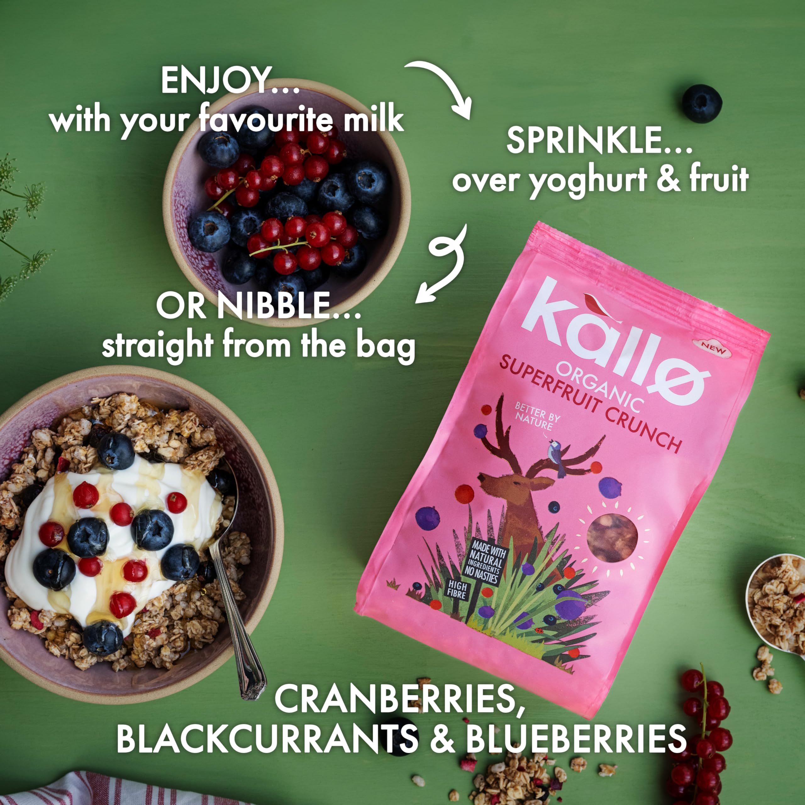 Kallo Crunchy Superfruit Granola, 360g – Organic, Vegan, High Fibre with Blueberries, Cranberries & Blackcurrants 7