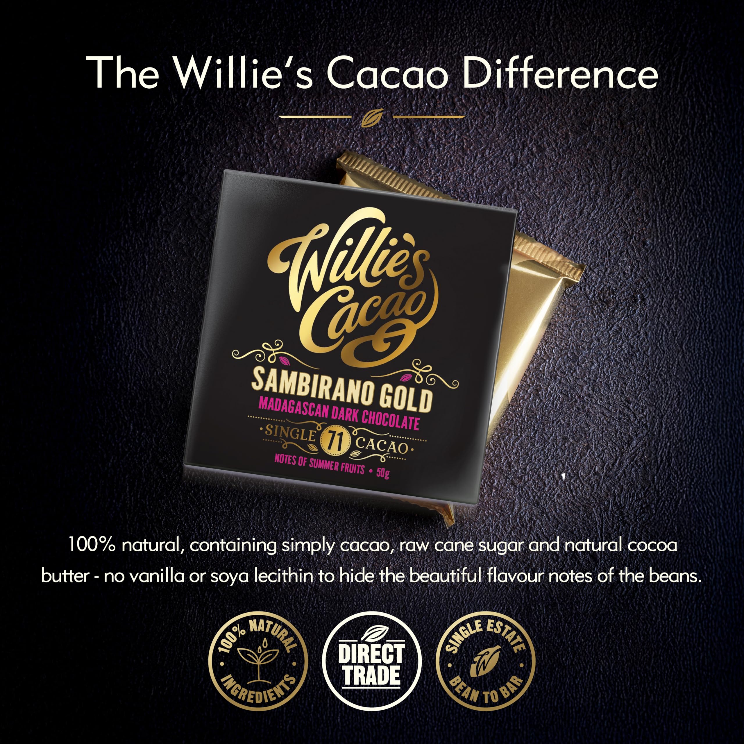 Willie's Cacao - 71% Sambirano Dark Chocolate Bar - 50g x 12 4