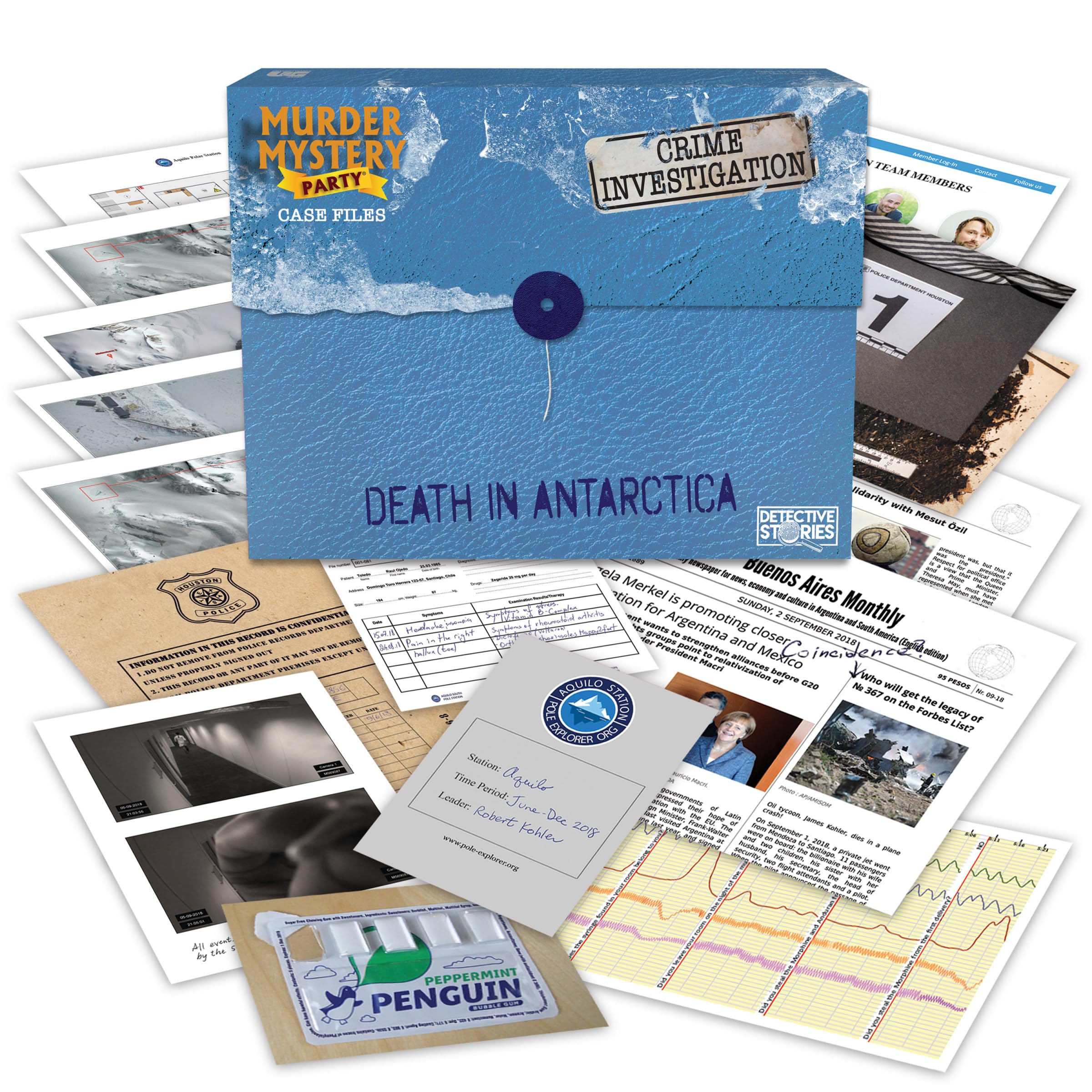Murder Mystery Party Death in Antarctica Case Files Board Game