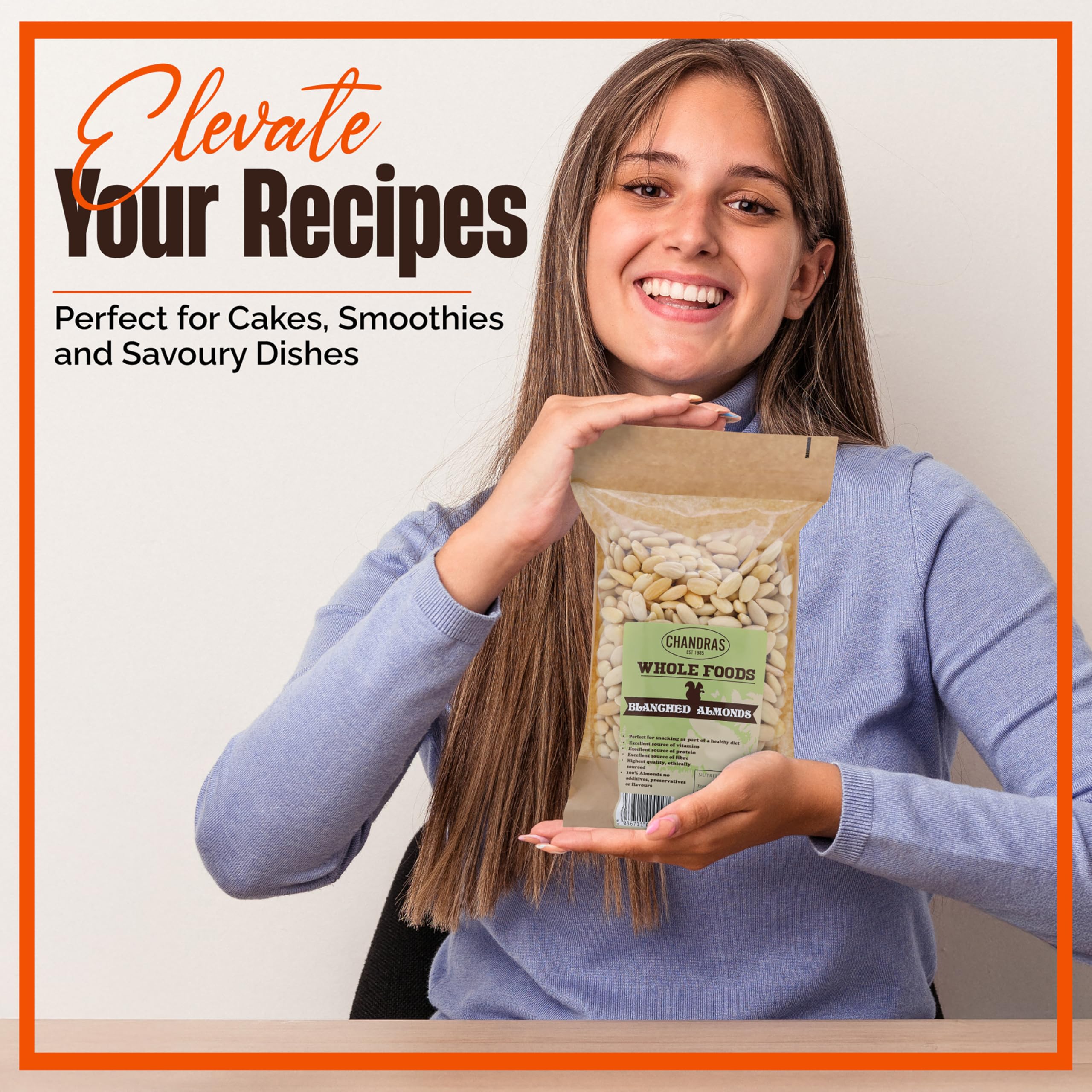 Chandra Whole Foods - Blanched Almonds 1KG - Unsalted Raw Almonds from Spain 7