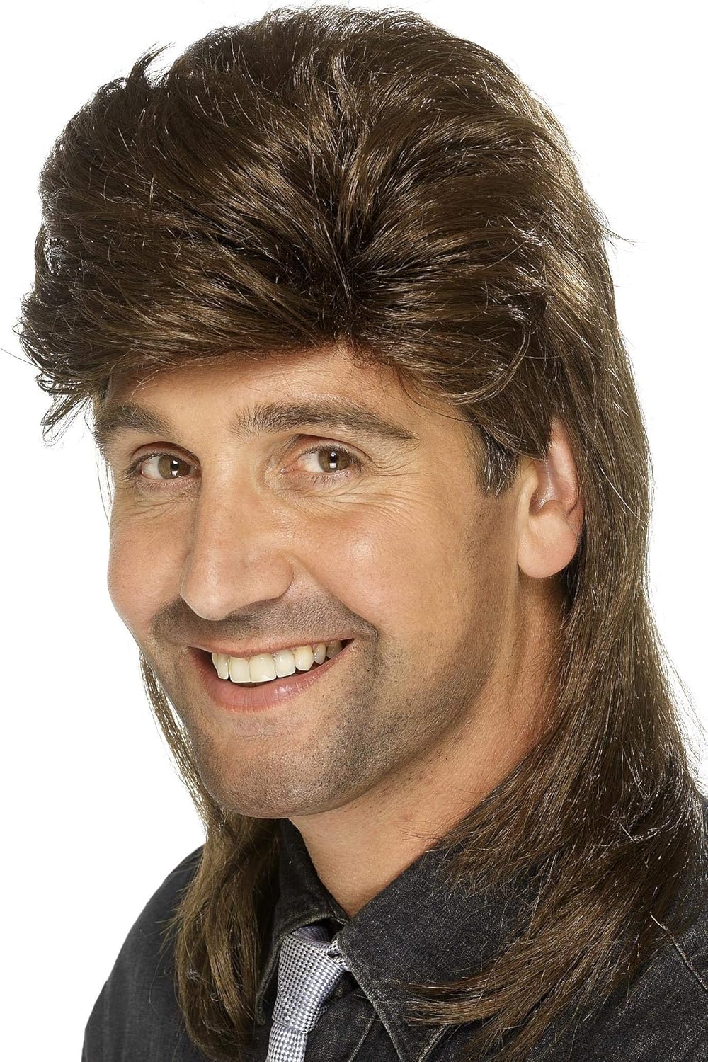 Smiffys 80s Mullet Wig - Brown