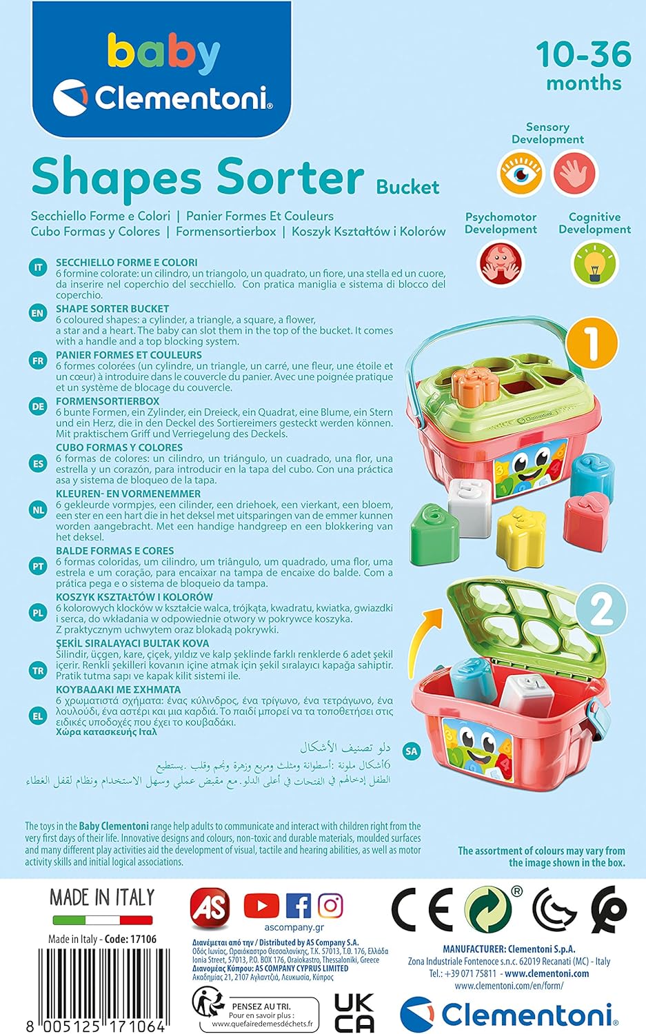 Clementoni Shape Sorter Bucket - Educational Toy for Toddlers 24 Months+ 9