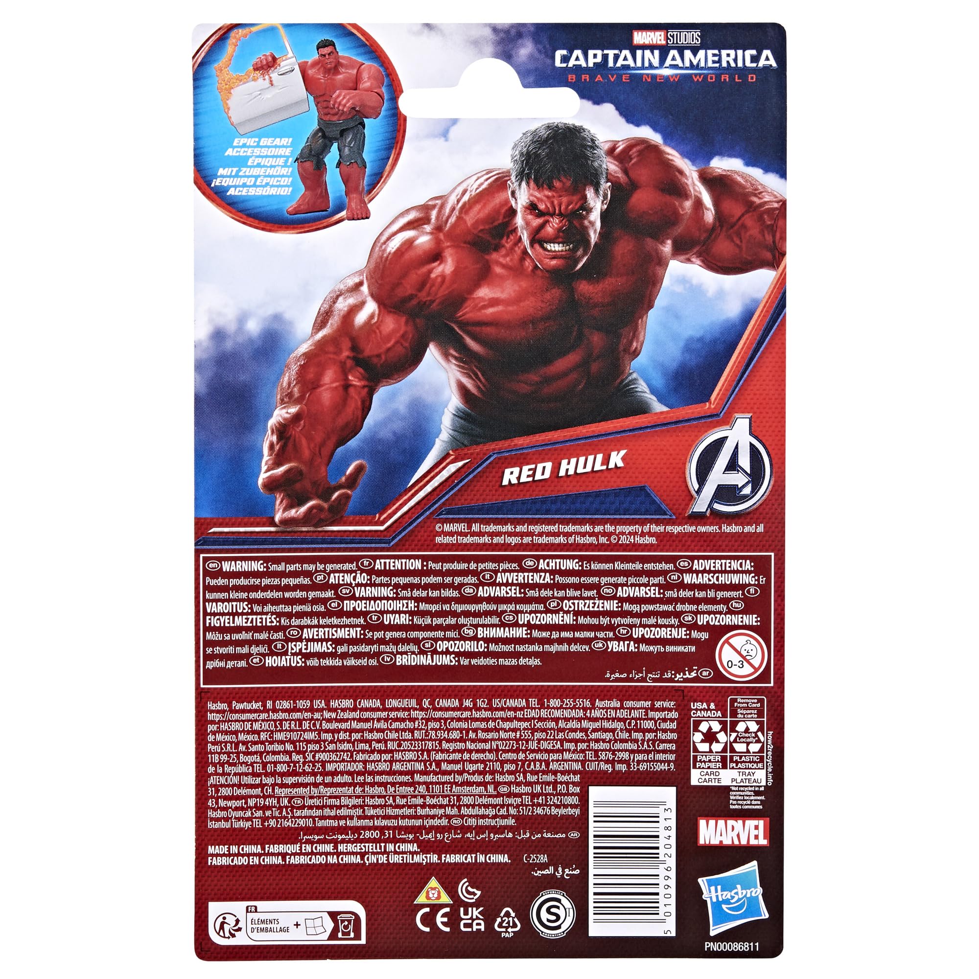 Marvel Avengers Epic Hero Series Red Hulk Action Figure - 10cm Scale, Ages 4+ 4