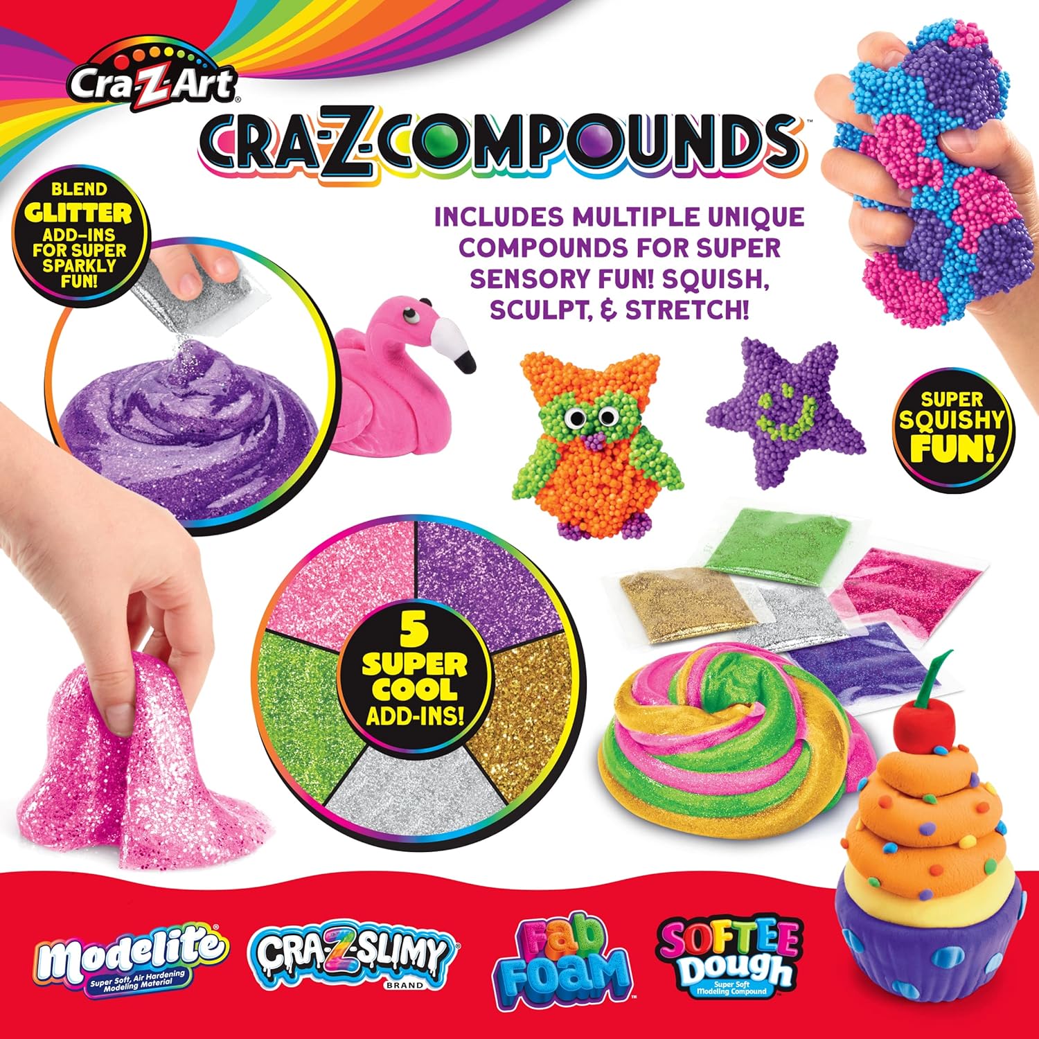 Cra-Z-Slimy Slime Compound Set - 4 Unique Sensory Compounds for Kids 6+ 7