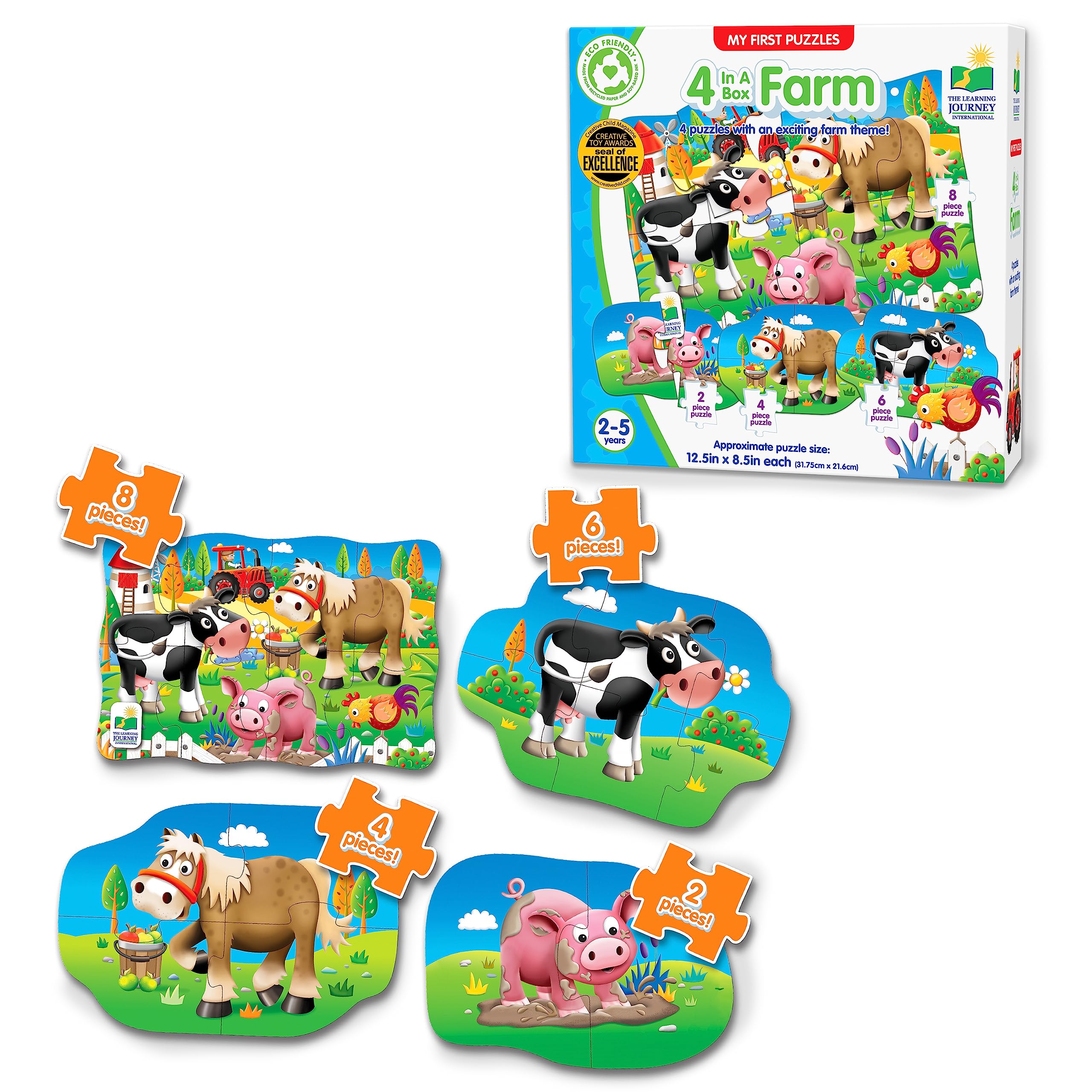 The Learning Journey Farm My First Puzzle Sets - 4 Progressive Puzzles for Toddlers 2-5 Years