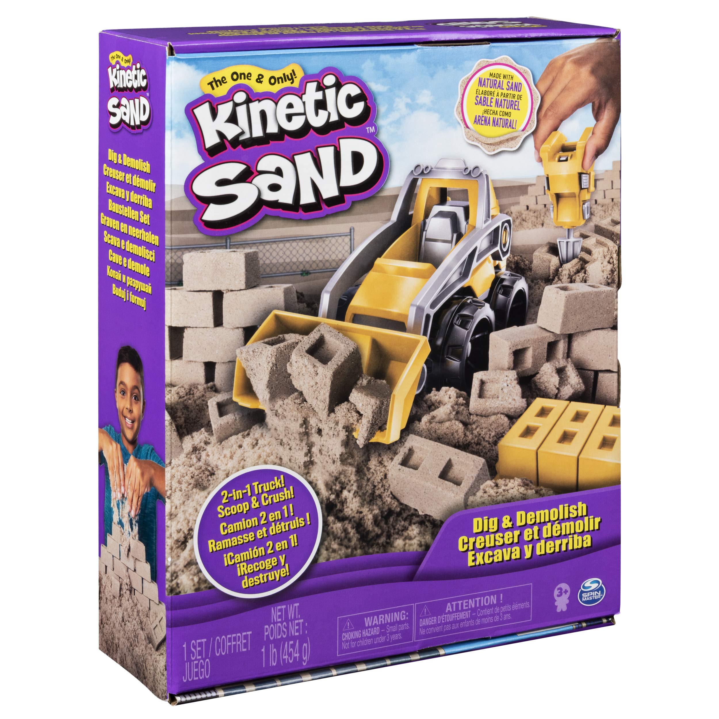 Kinetic Sand Dig & Demolish Truck Playset with 453 g of Kinetic Sand | Ages 3+ 4