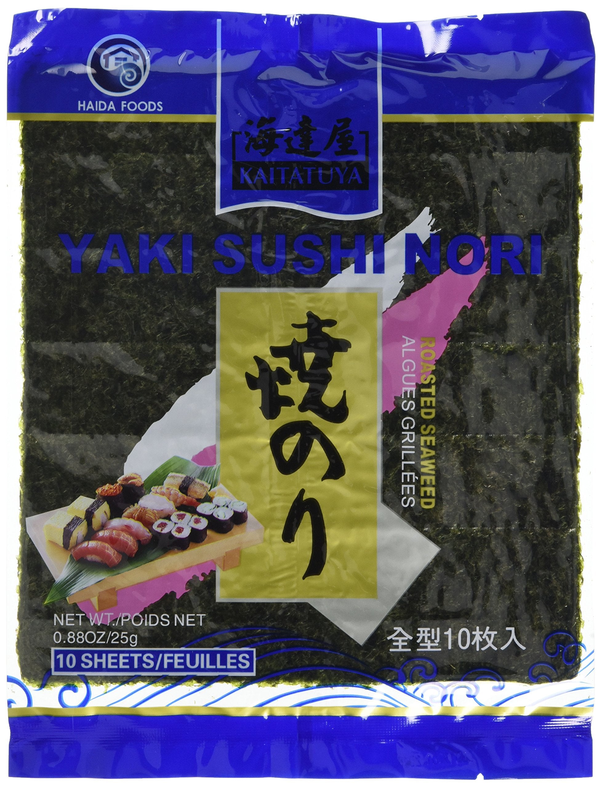 Kaitatuya Roasted Seaweed Blue - 10 Full Sheets | Premium Japanese Nori | Umami Flavor