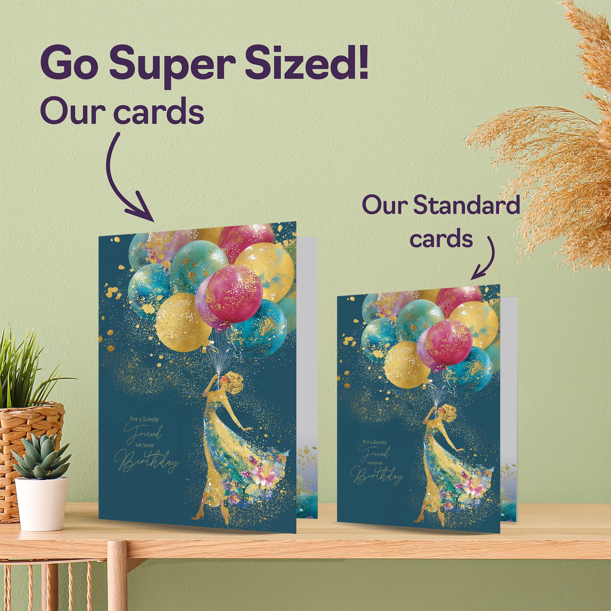 Giftzie Friend Birthday Card - Gold Silhouette Balloons | 127mm x 178mm | Uncoated Interior 3