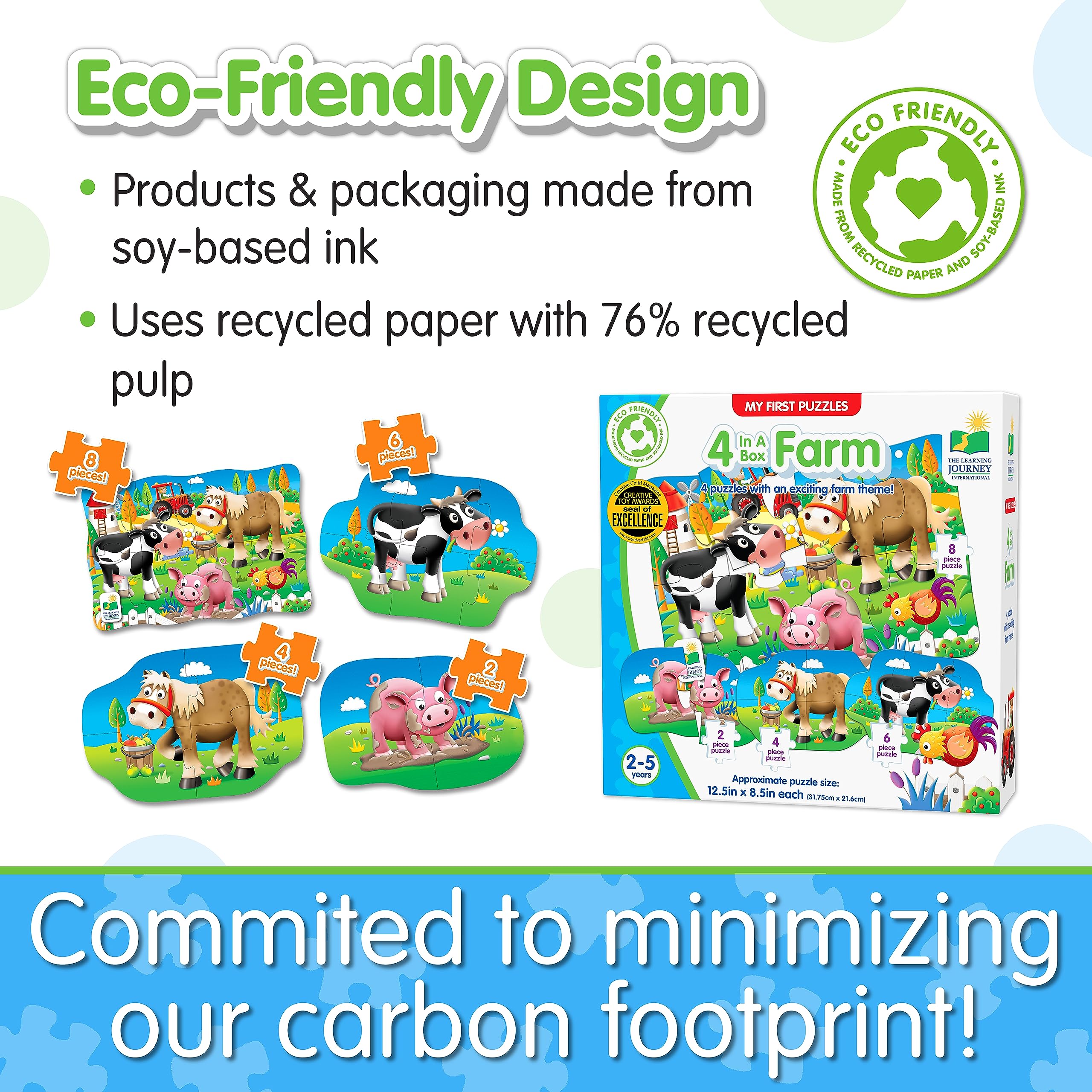 The Learning Journey Farm My First Puzzle Sets - 4 Progressive Puzzles for Toddlers 2-5 Years 5