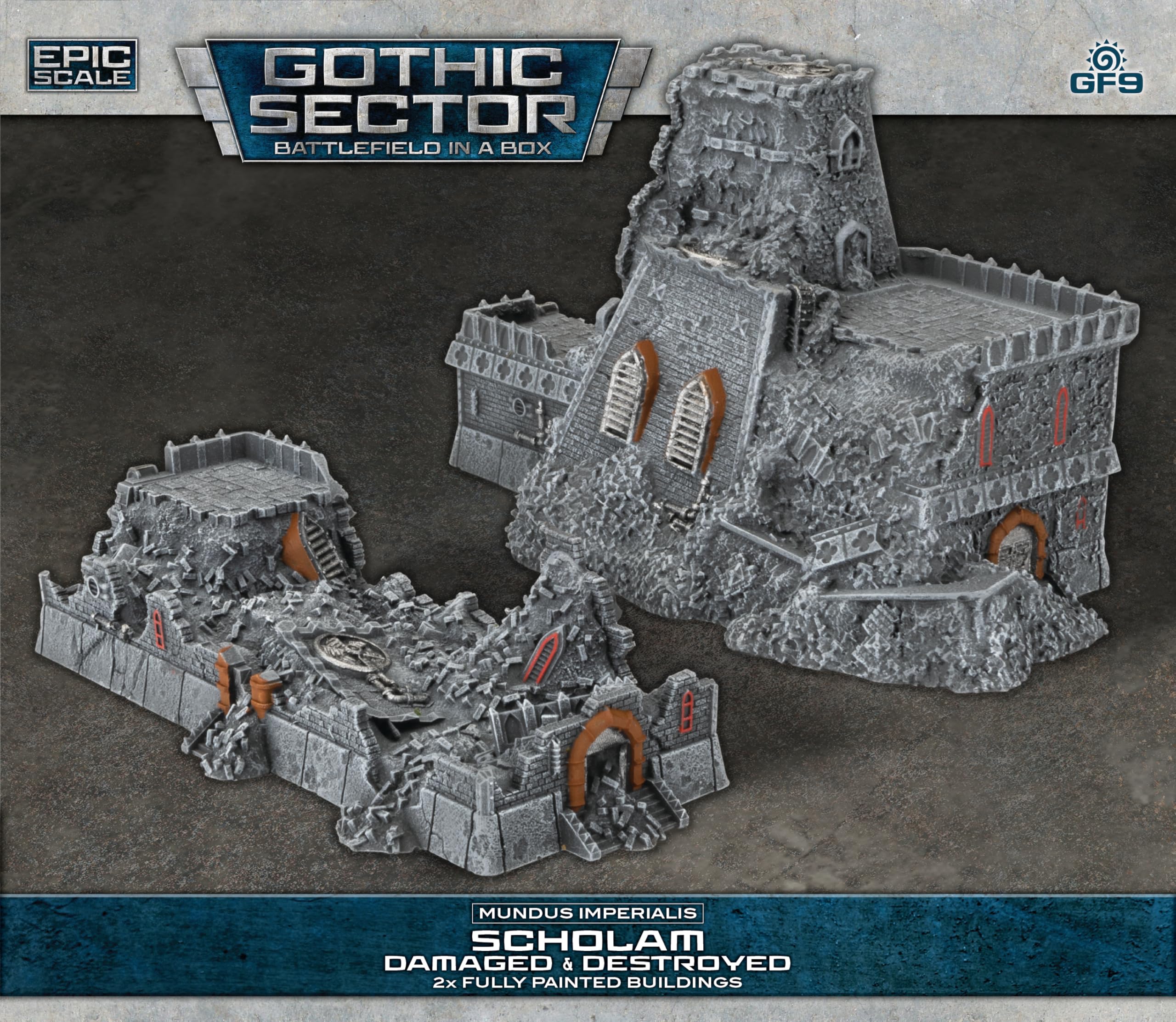 Gale Force Nine Mundus Imperialis - Scholam (Damaged & Destroyed) Terrain Piece | Resin 1
