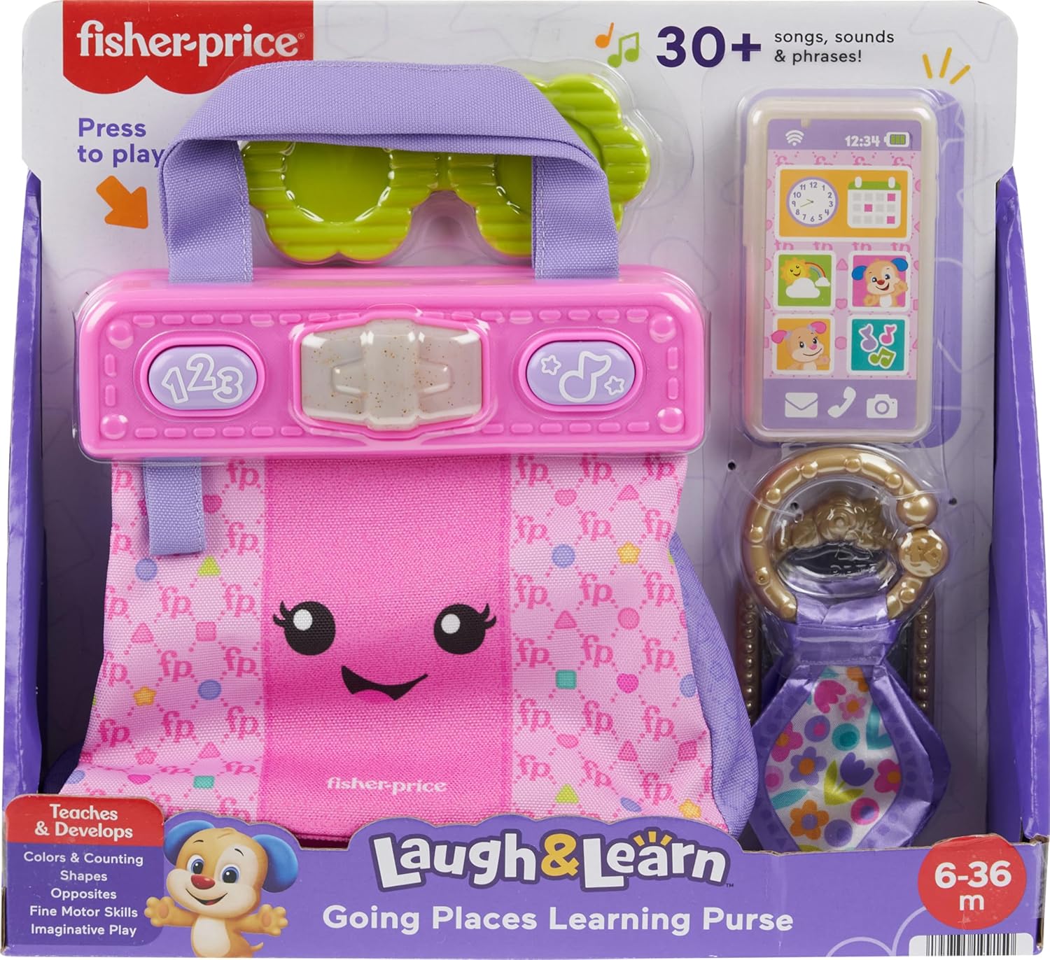 Fisher-Price Laugh & Learn Going Places Learning Purse - Interactive Educational Toy for Toddlers 6M+ 6