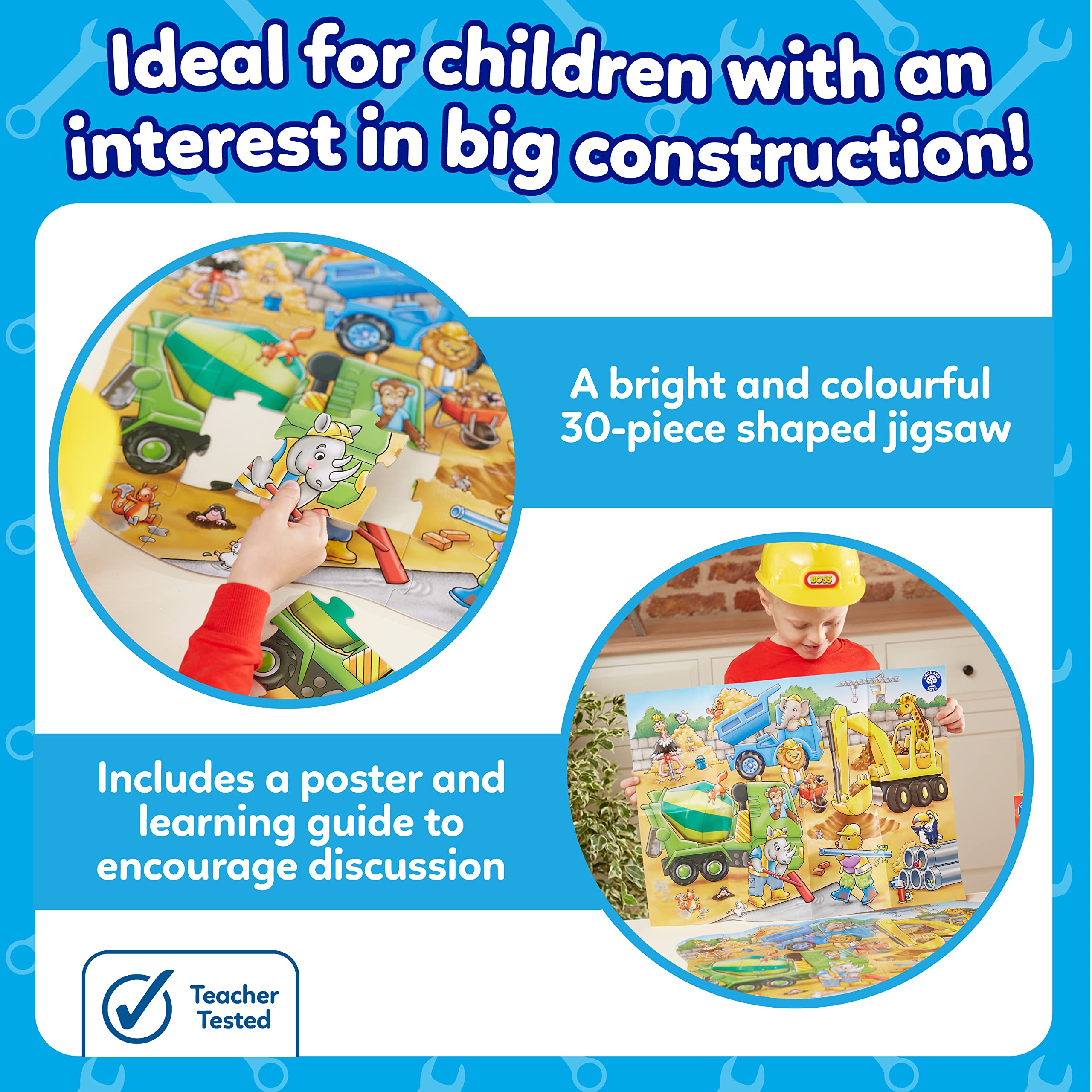 Orchard Toys Busy Builders Jigsaw Puzzle - 30 Pieces, Shaped, Educational for Ages 3+ 4