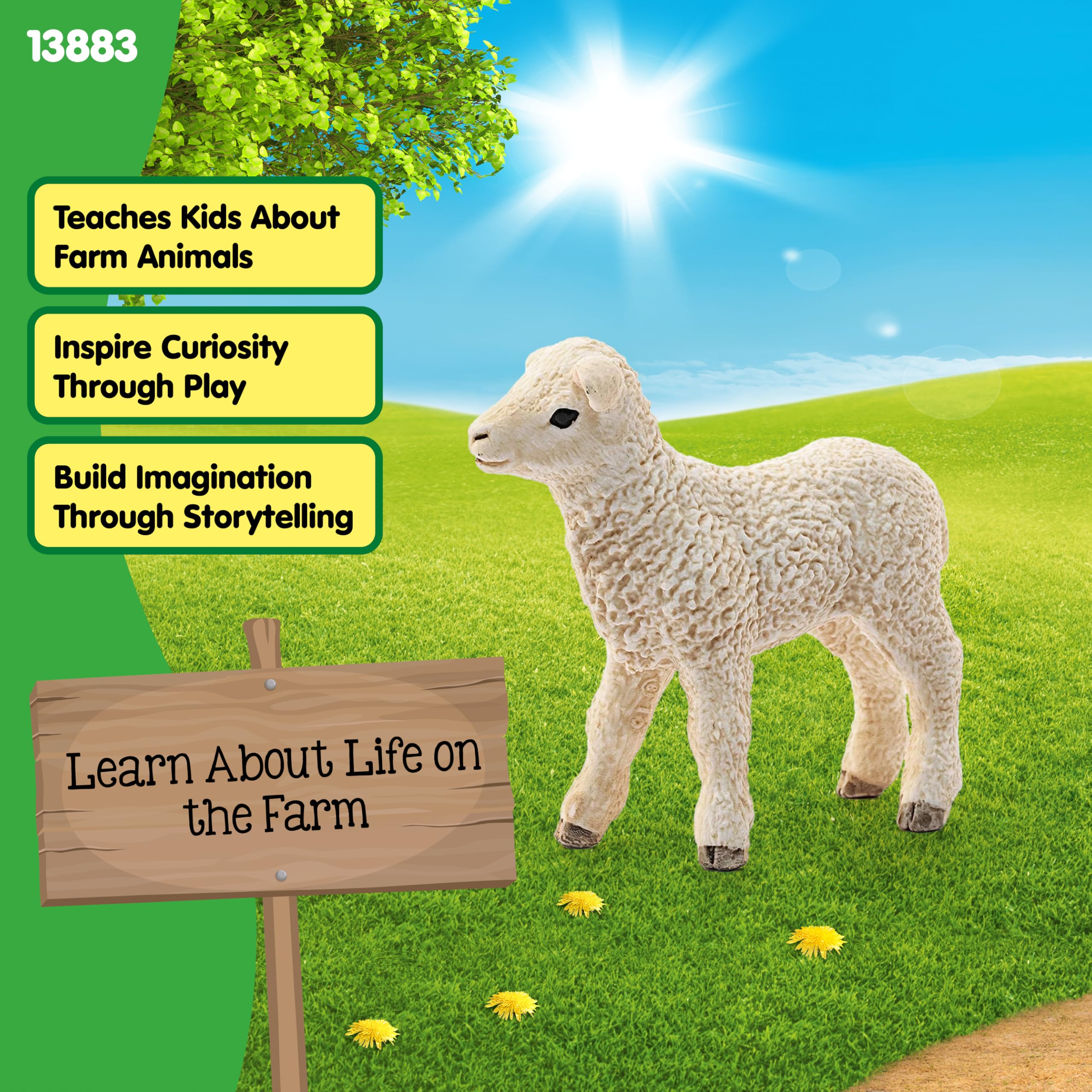 Schleich 13883 Lamb Farm World Figurine - Realistic Animal Toy for Kids 3+ 8