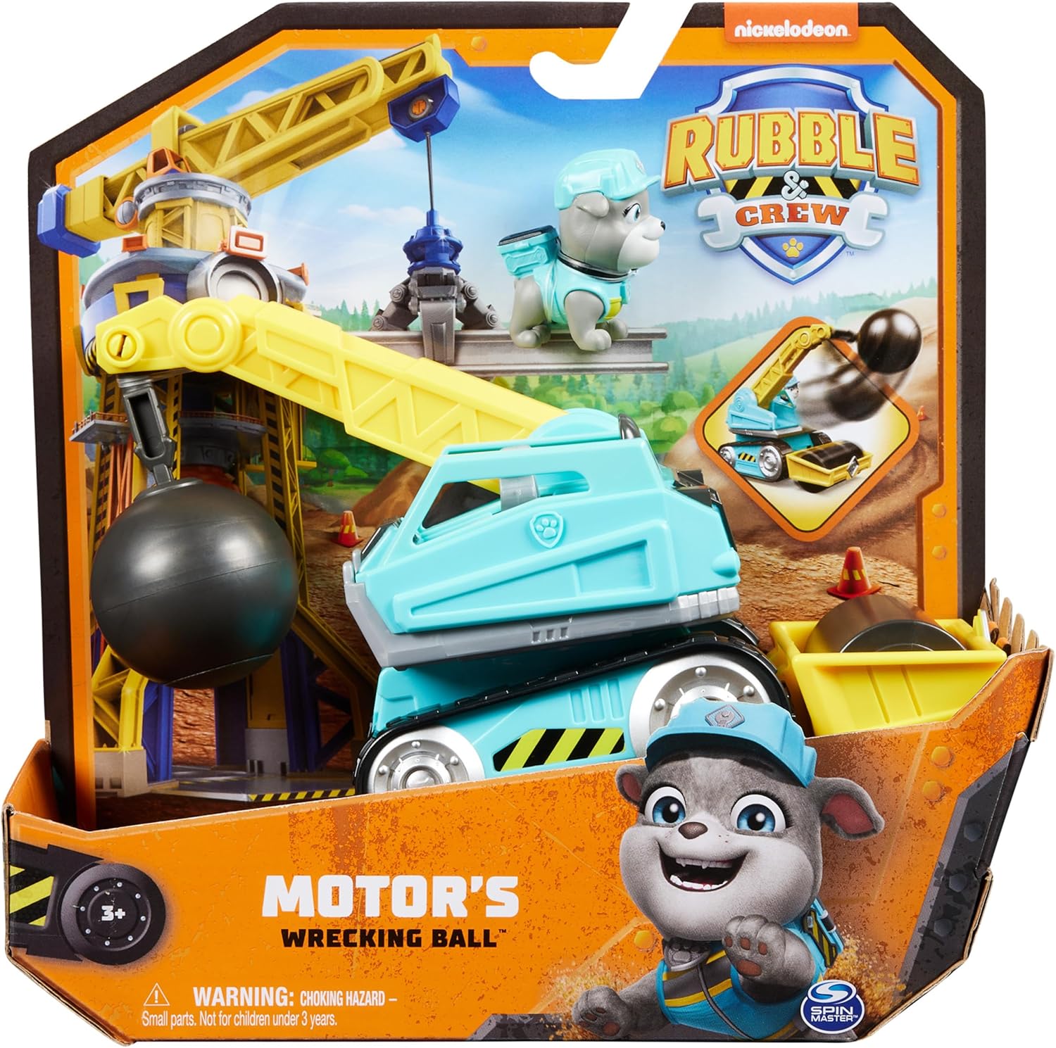 Rubble & Crew Motor's Wrecking Ball Toy Truck with Action Figure - Construction Vehicle for Kids 3+ 6