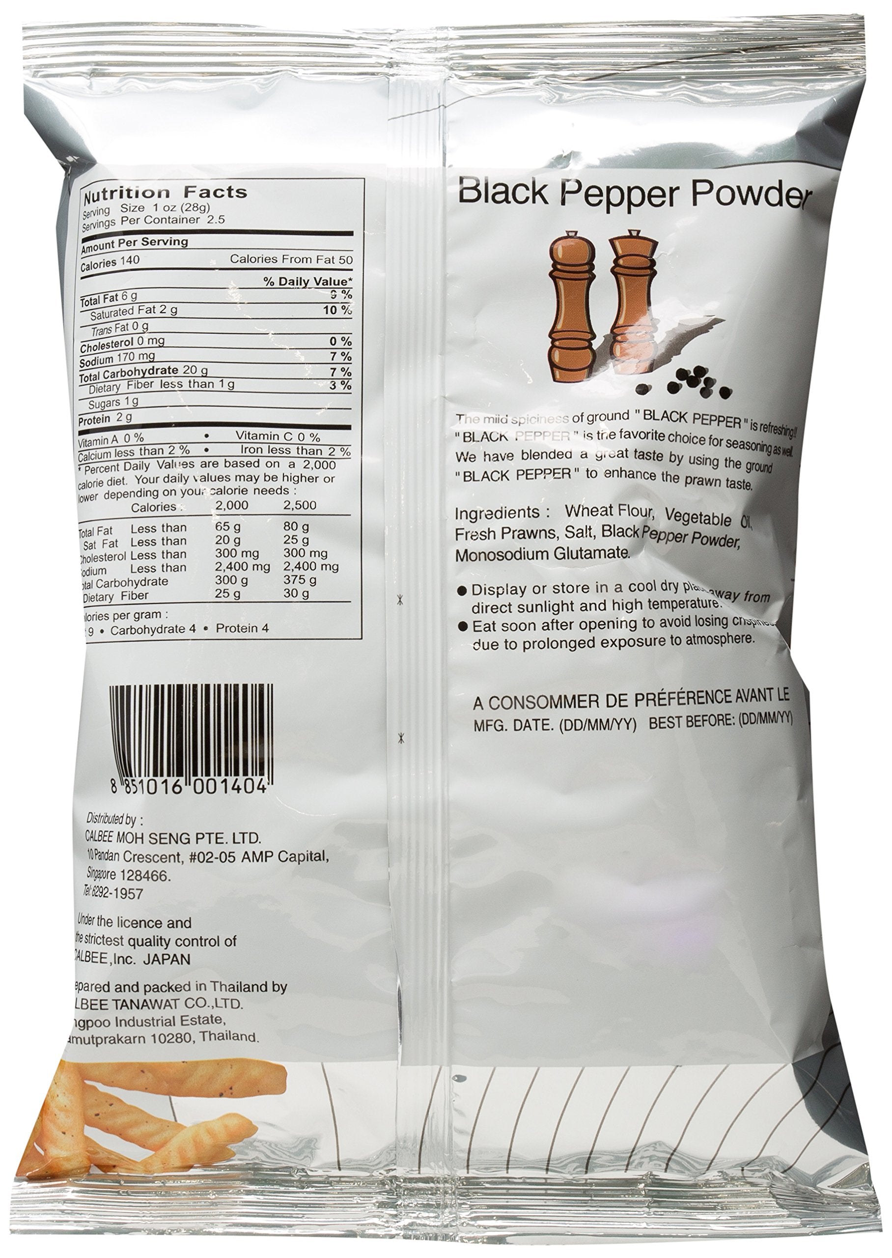 Calbee Prawn Crackers Black Pepper Flavour - 90g Single Bag 2