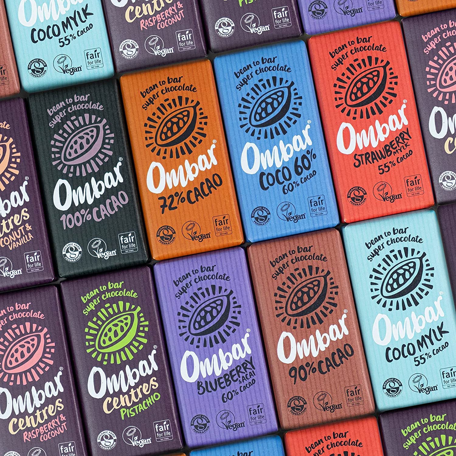 Ombar - 90% Cacao Vegan Dark Chocolate Bar (35g x 10) Organic, Dairy & Gluten Free 6