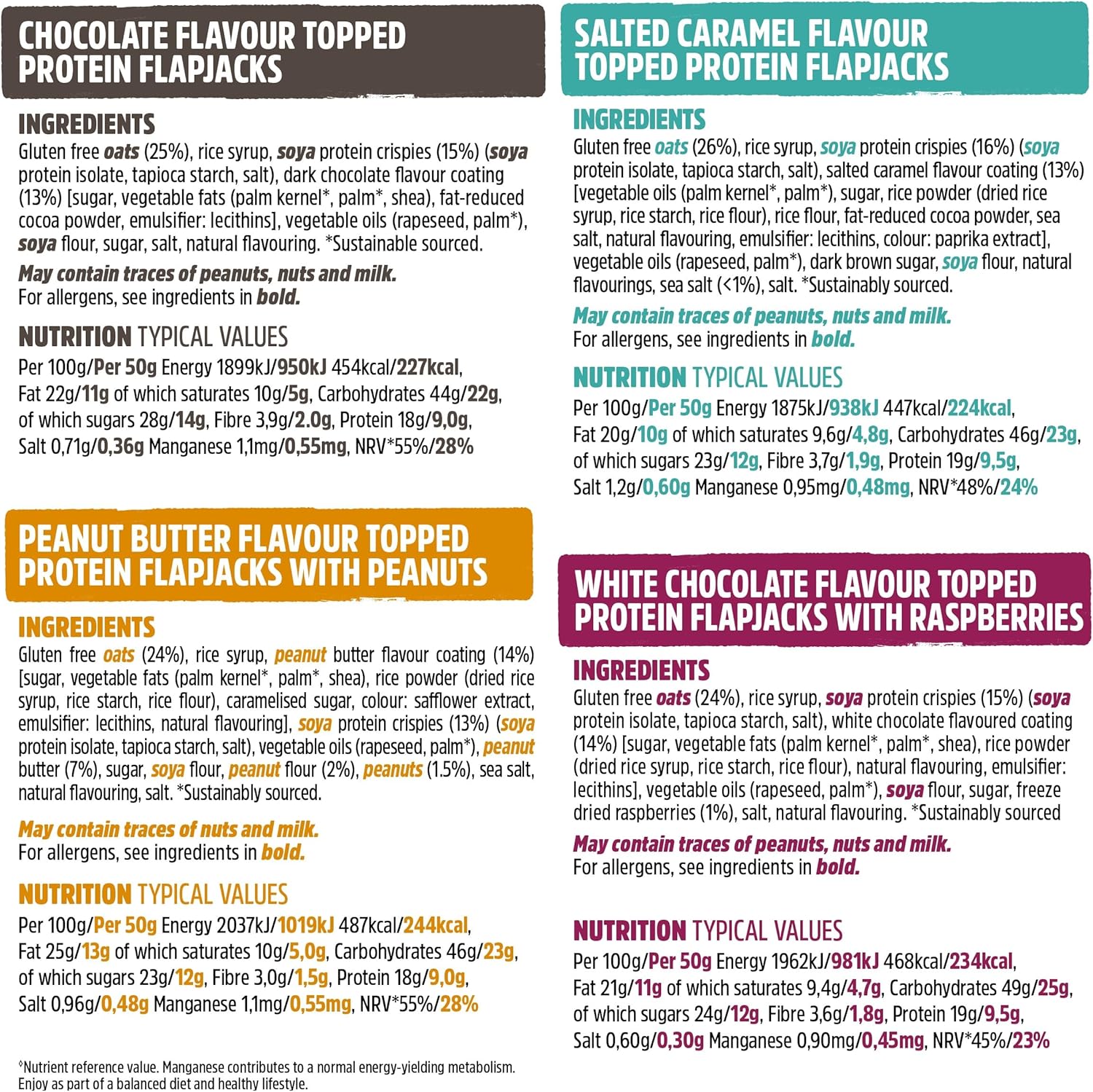 TREK High Protein Flapjack Variety Pack - Gluten Free - Plant Based - Vegan - 800g 6