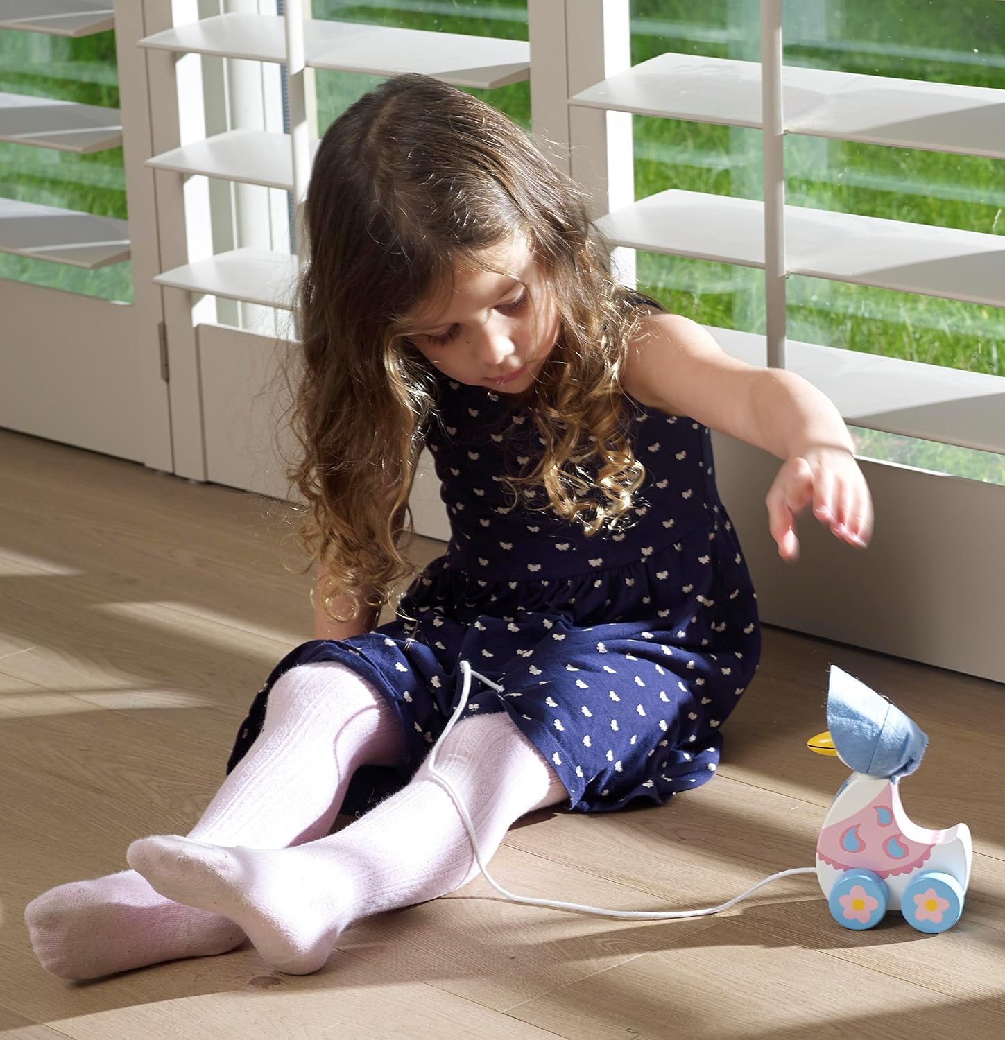 Orange Tree Toys Jemima Puddle Duck Pull Along - Licensed Peter Rabbit Wooden Toy for Toddlers 6