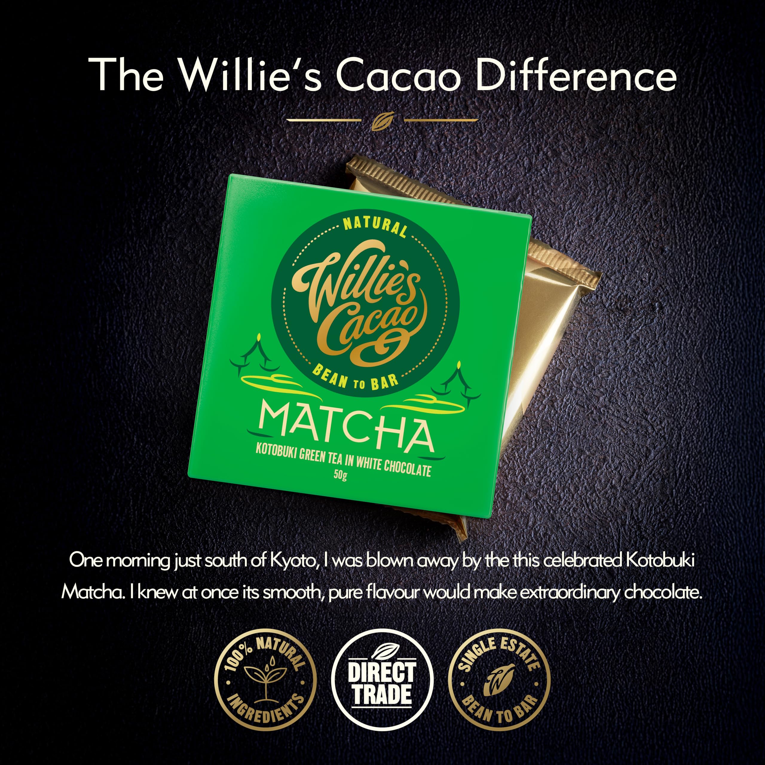 Willie's Cacao Bar - Matcha White Chocolate with Ceremonial Grade Green Tea 50g 7