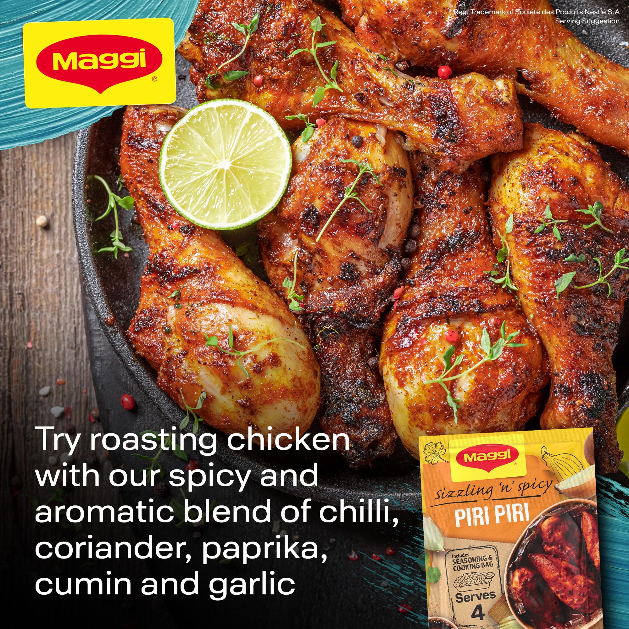 MAGGI So Juicy Smokey Piri Piri Chicken Recipe Mix 27g 5