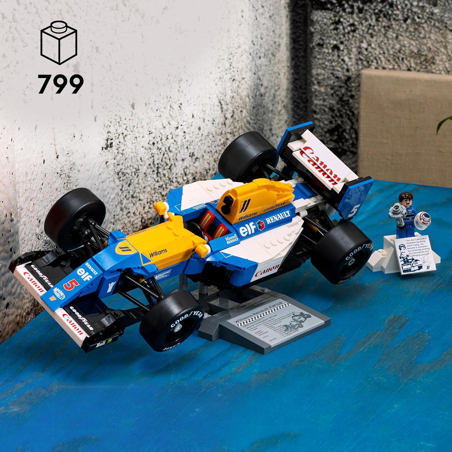LEGO Icons Williams Racing FW14B & Nigel Mansell F1 Car Model Set - 799-Piece Building Kit for Adults 18