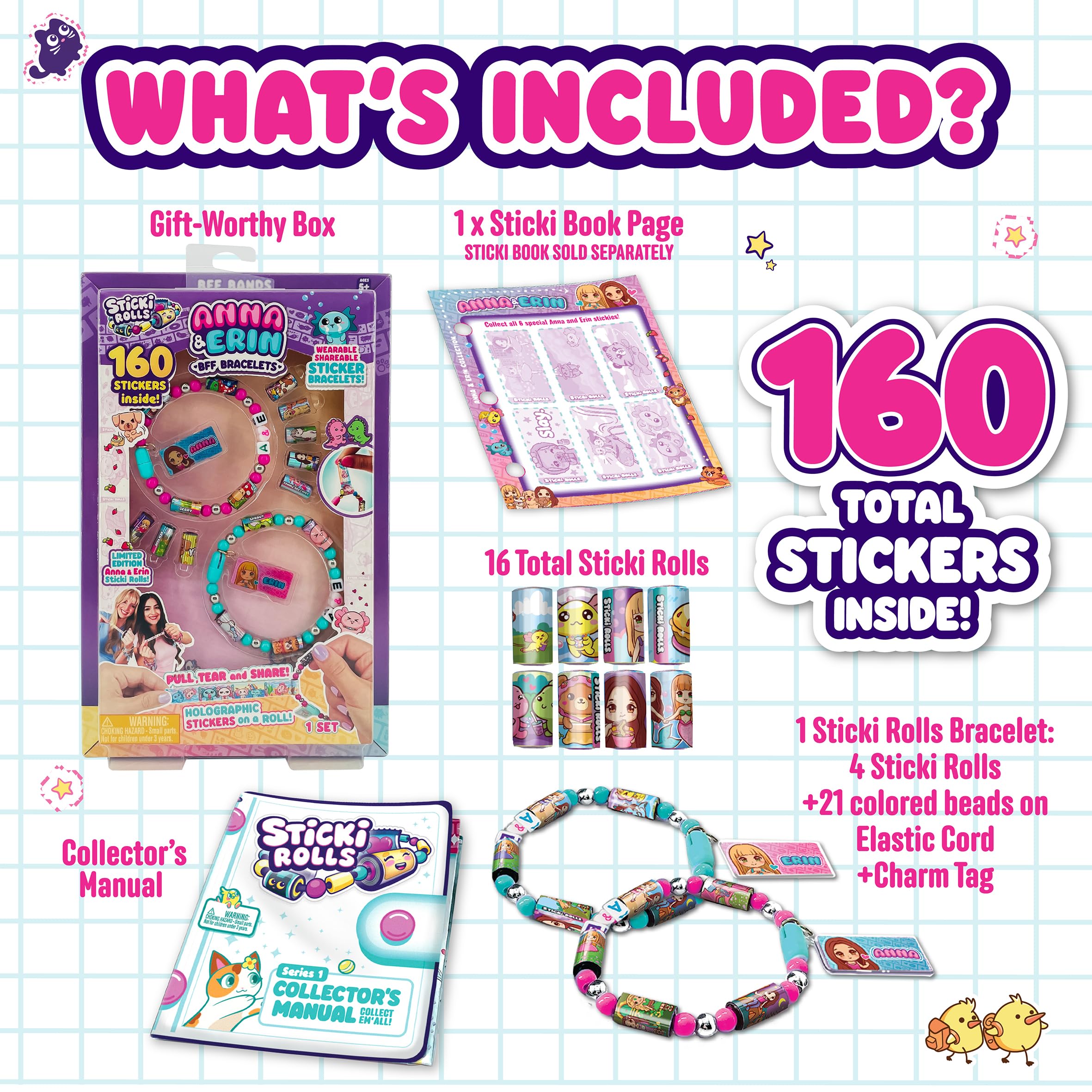 Sky Castle Anna & Erin BFF Pack Sticki Rolls Wearable Sticker Bracelets 6