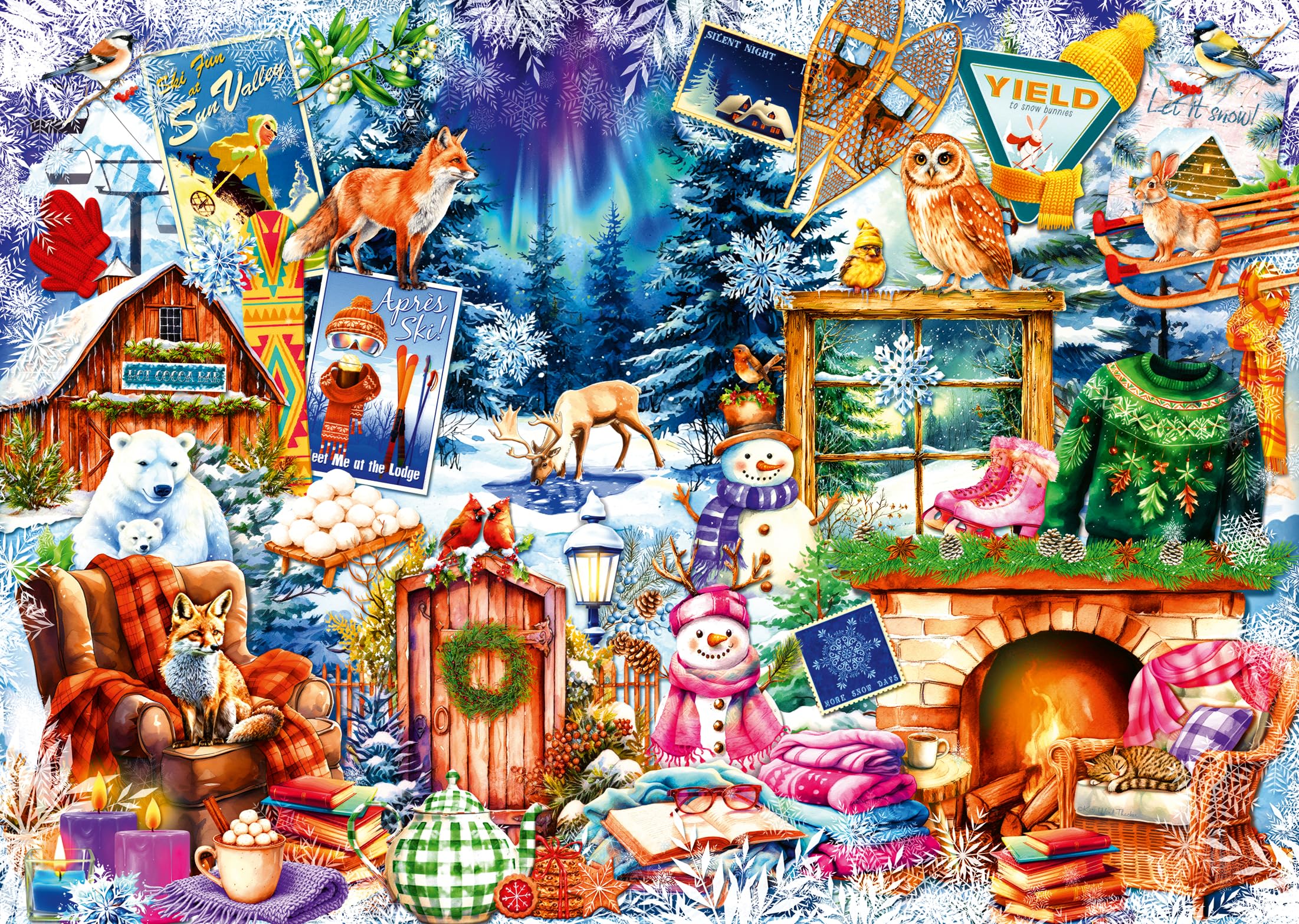 Ravensburger Winter Mountain Village Jigsaw Puzzle - 500 Pieces, Large Format 1