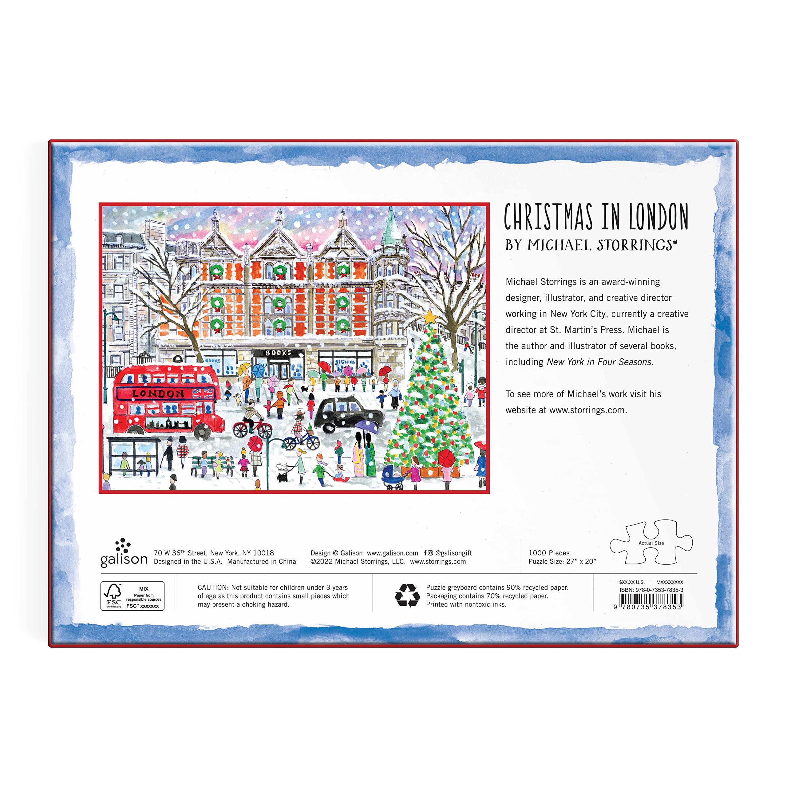 Galison Michael Storrings Christmas in London 1000 Piece Jigsaw Puzzle 10