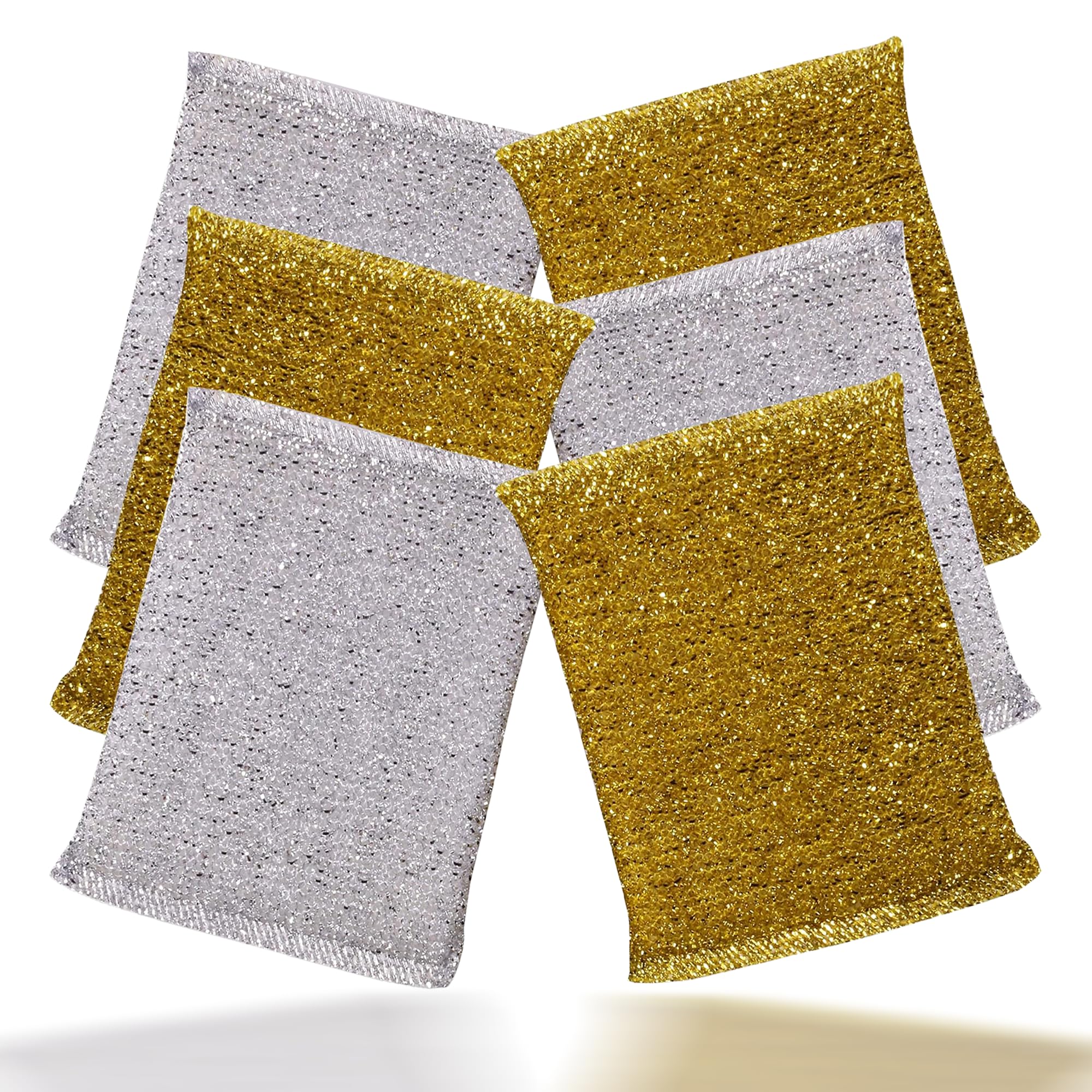 G4GADGET - 6 Pack Metallic Scouring Pads Non-Scratch Kitchen Scrubber