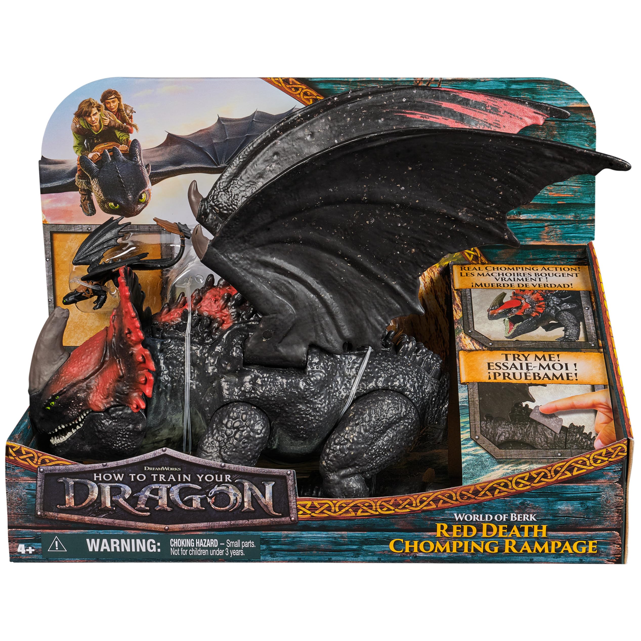 Dreamworks Dragons Red Death Chom - 28-cm Action Figure with Mini Toothless Rescue 6