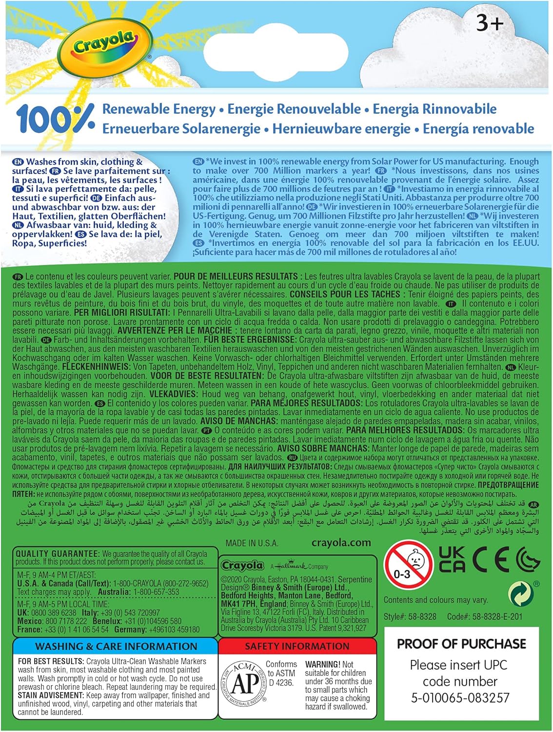 CRAYOLA Crayola 58-8328 Ultra-Clean Washable Markers Assorted 4