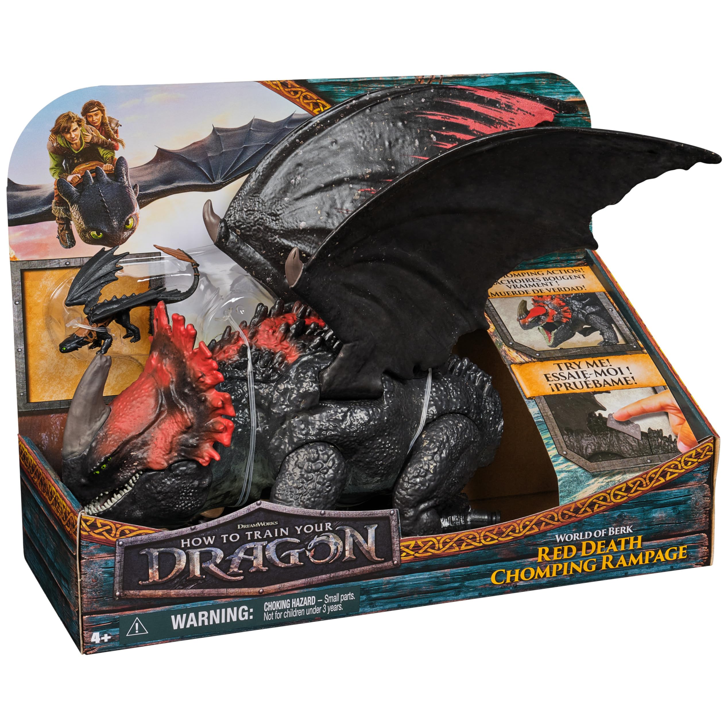 Dreamworks Dragons Red Death Chom - 28-cm Action Figure with Mini Toothless Rescue 7