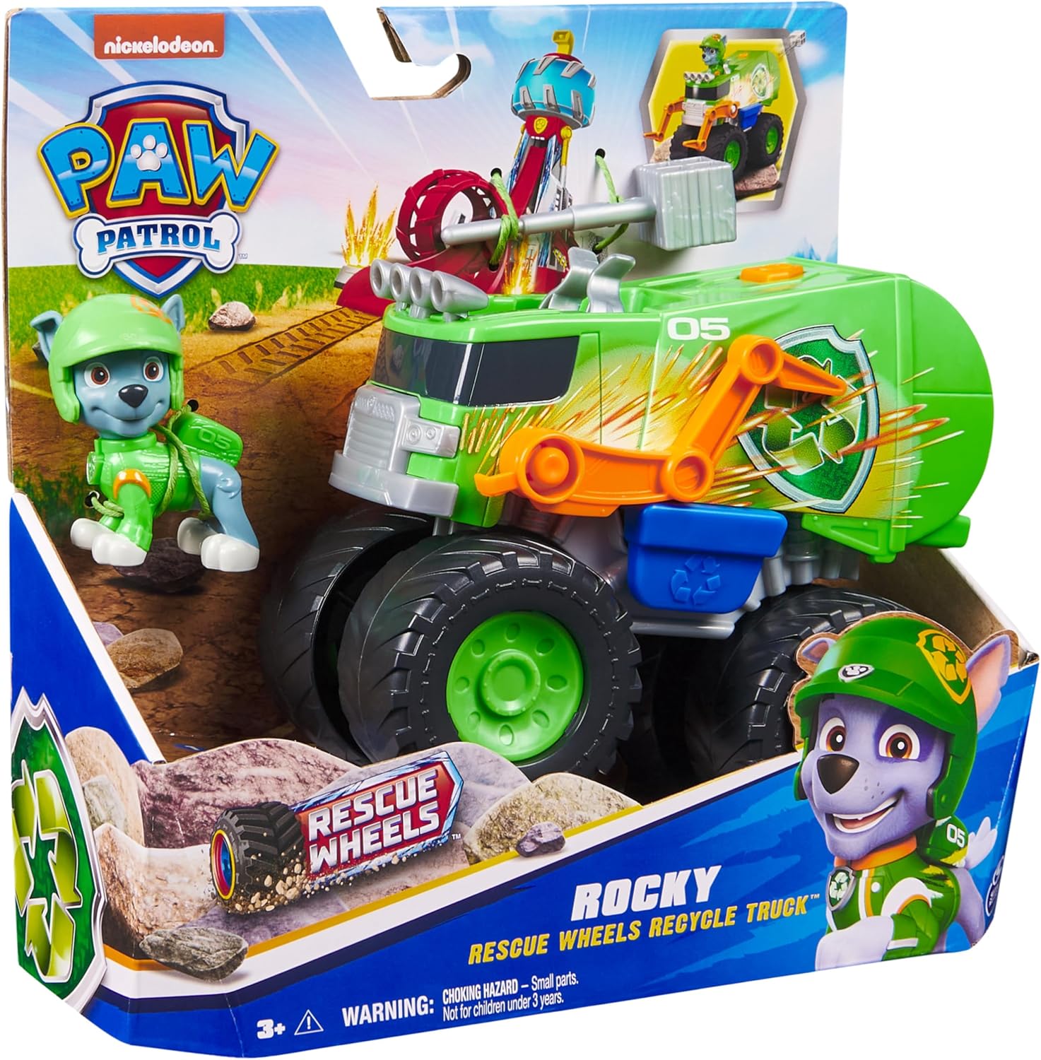Paw Patrol: Rescue Wheels Rocky’s Recycle Truck - Projectile Launcher Toy with Action Figure 5