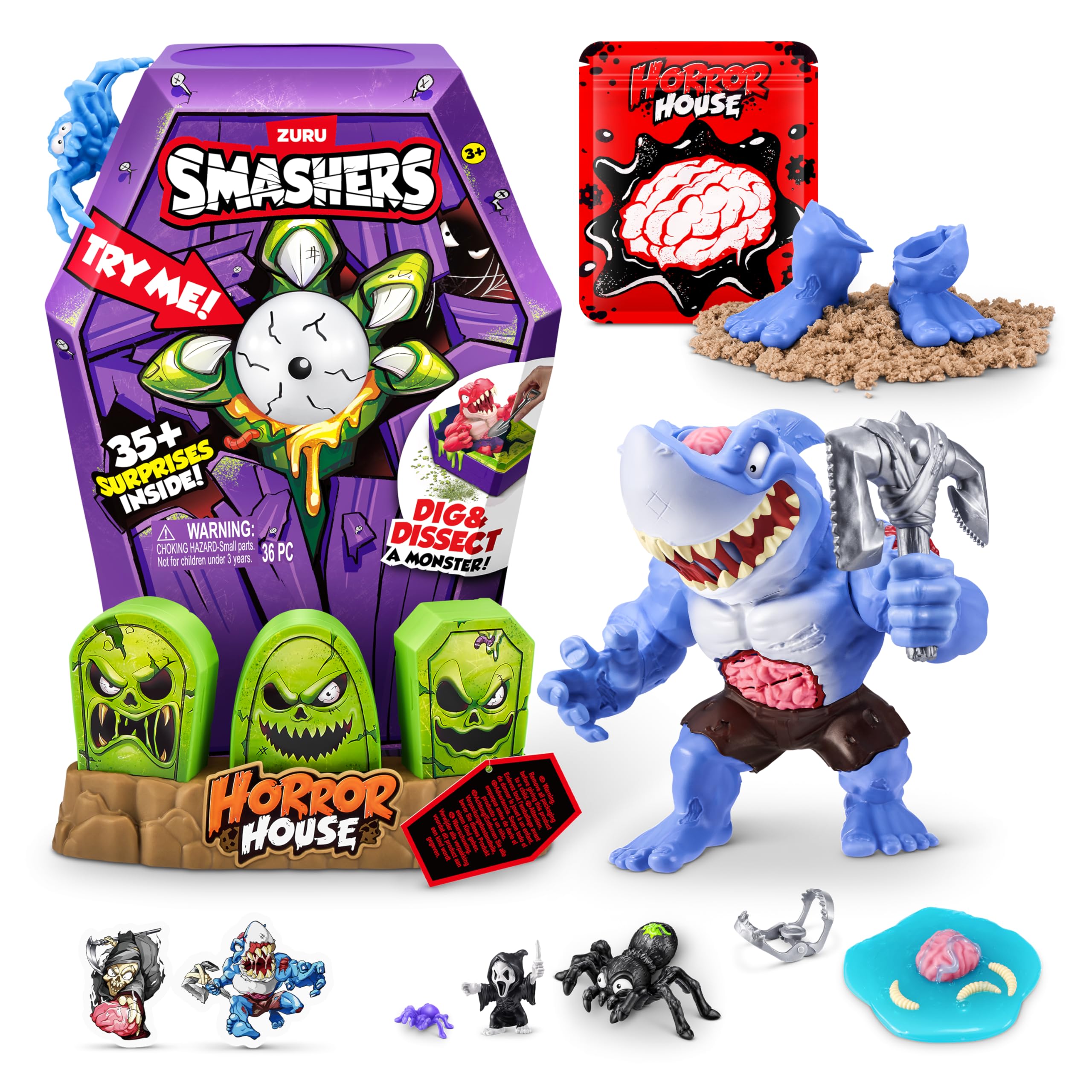 ZURU SMASHERS Mega Horror House (Blood Shark) Interactive Toy with 35+ Surprises | Ages 3+