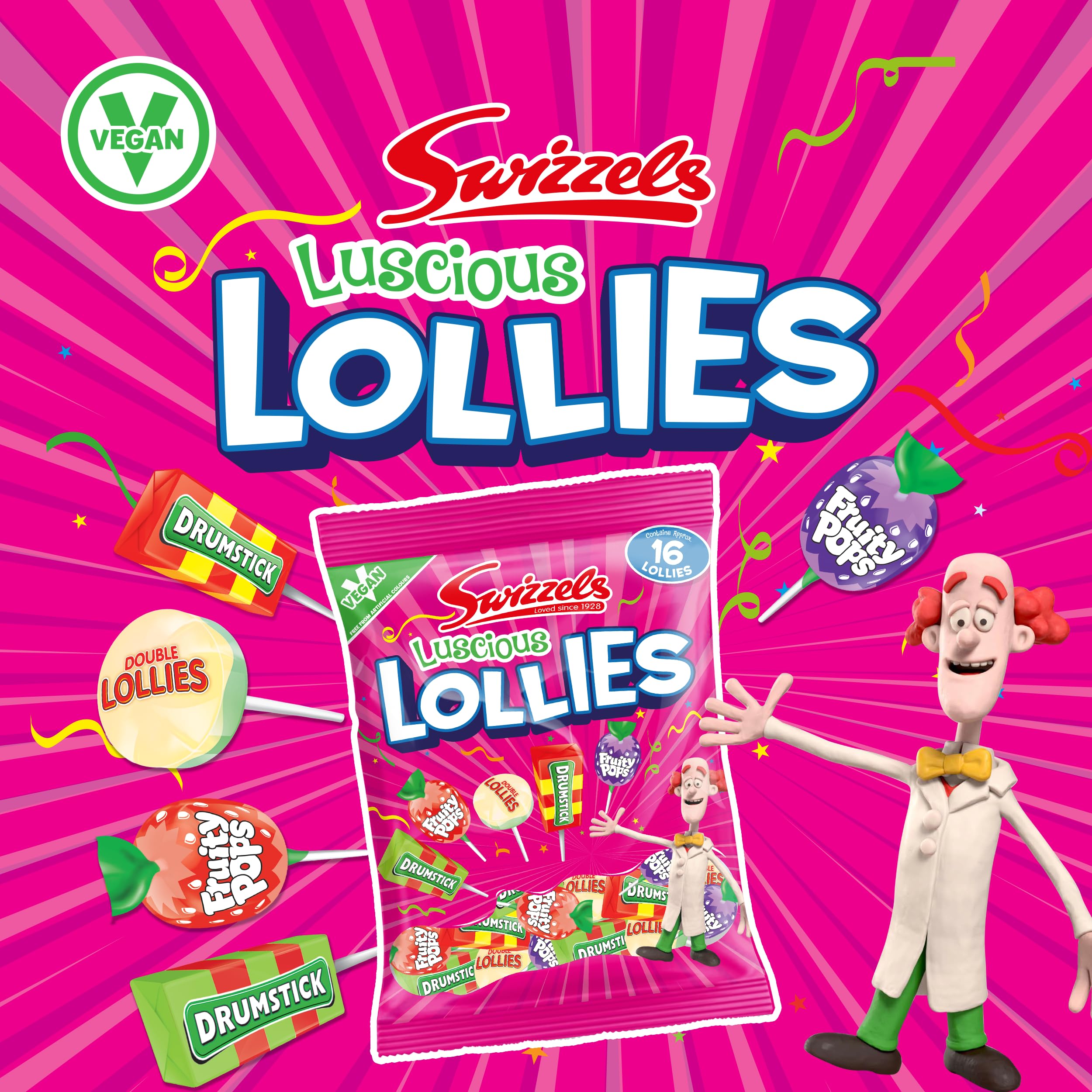 Swizzels Luscious Lollies 176g - Drumstick & Fruity Pops Assorted Sweets 4