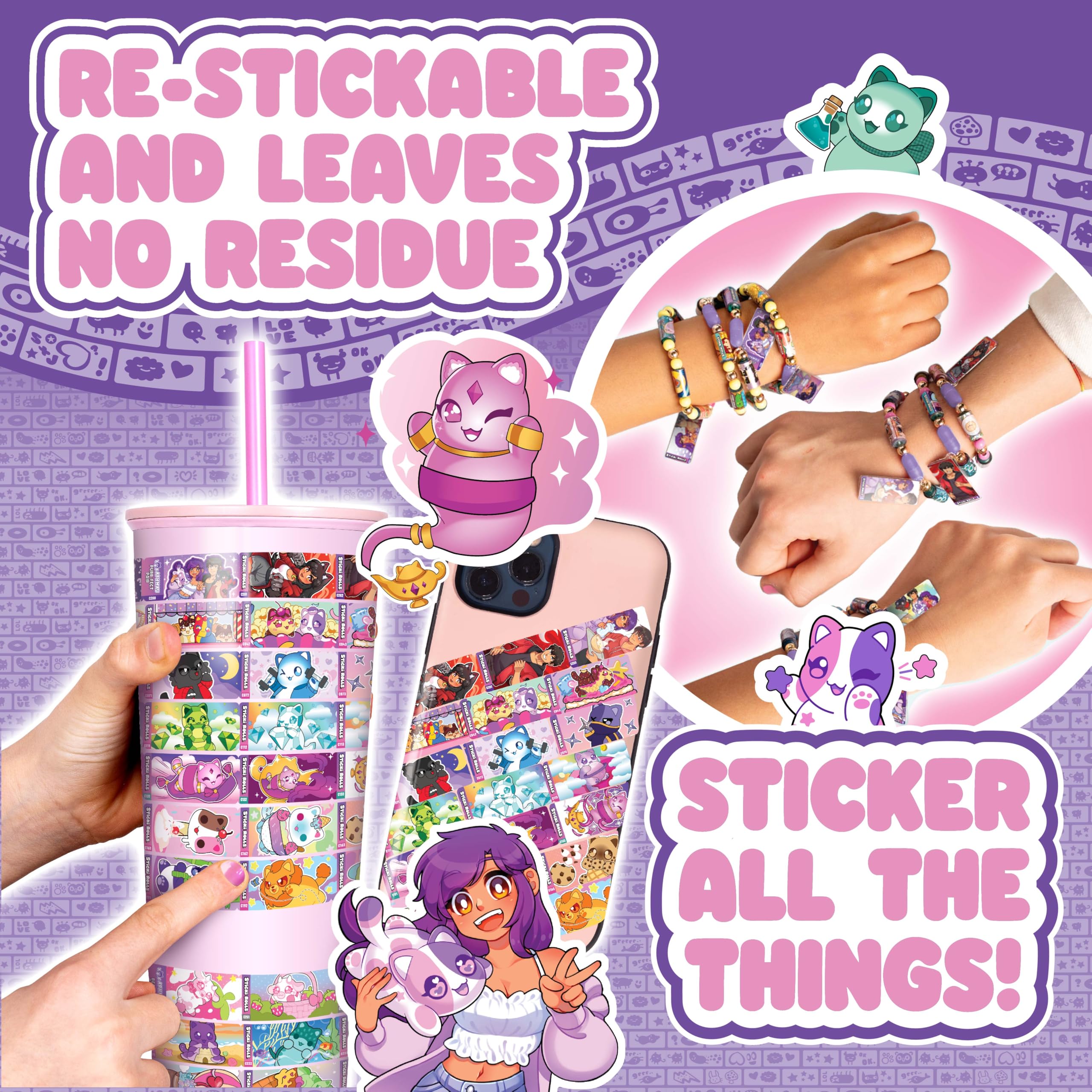 Sticki Rolls x Aphmau Capsules - Surprise Blind Pack with 50 Holographic Stickers & Bracelet 6