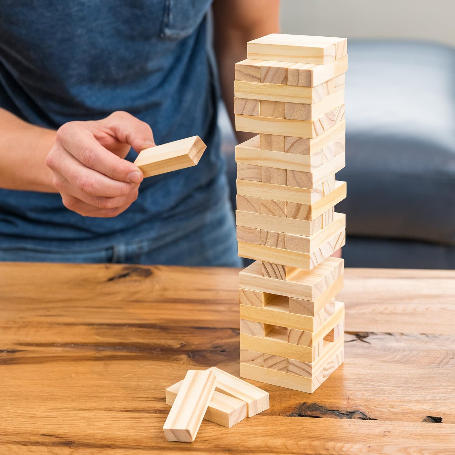 Toyrific Stack and Fall Tumble Tower Game with 54 Wooden Blocks 6