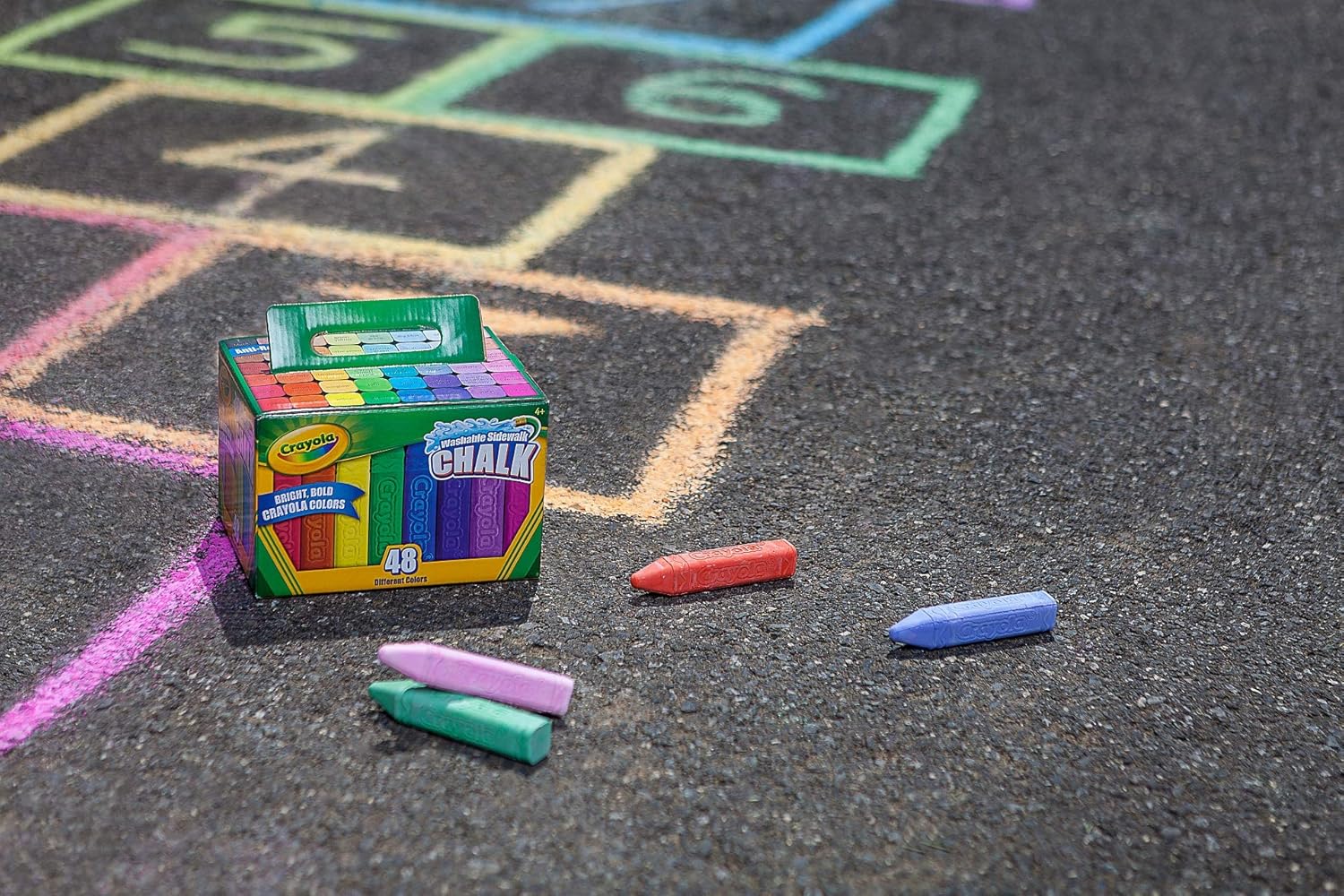 Crayola Washable Sidewalk Chalk - 48 Piece Anti-Roll Bright Colored Chalk Set 4