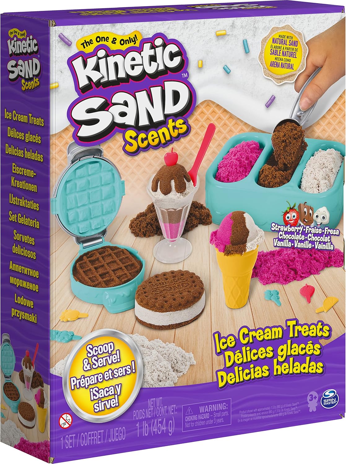 Kinetic Sand Scents Ice Cream Treats Playset - Scented Sand with 6 Tools & Toppings for Kids 3+ 7
