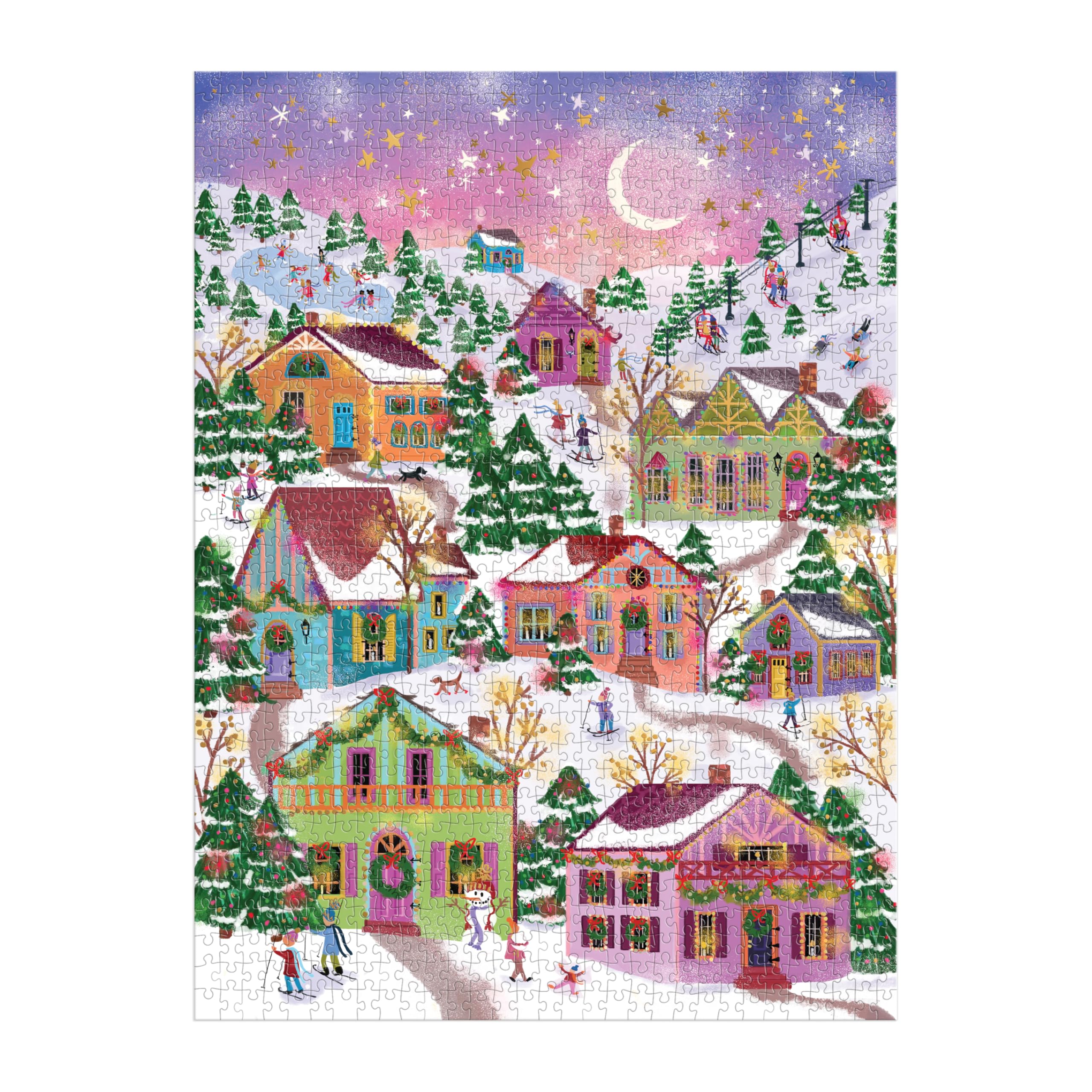 Galison Snowcap Village - 1000 Piece Foil Puzzle by Joy Laforme 4