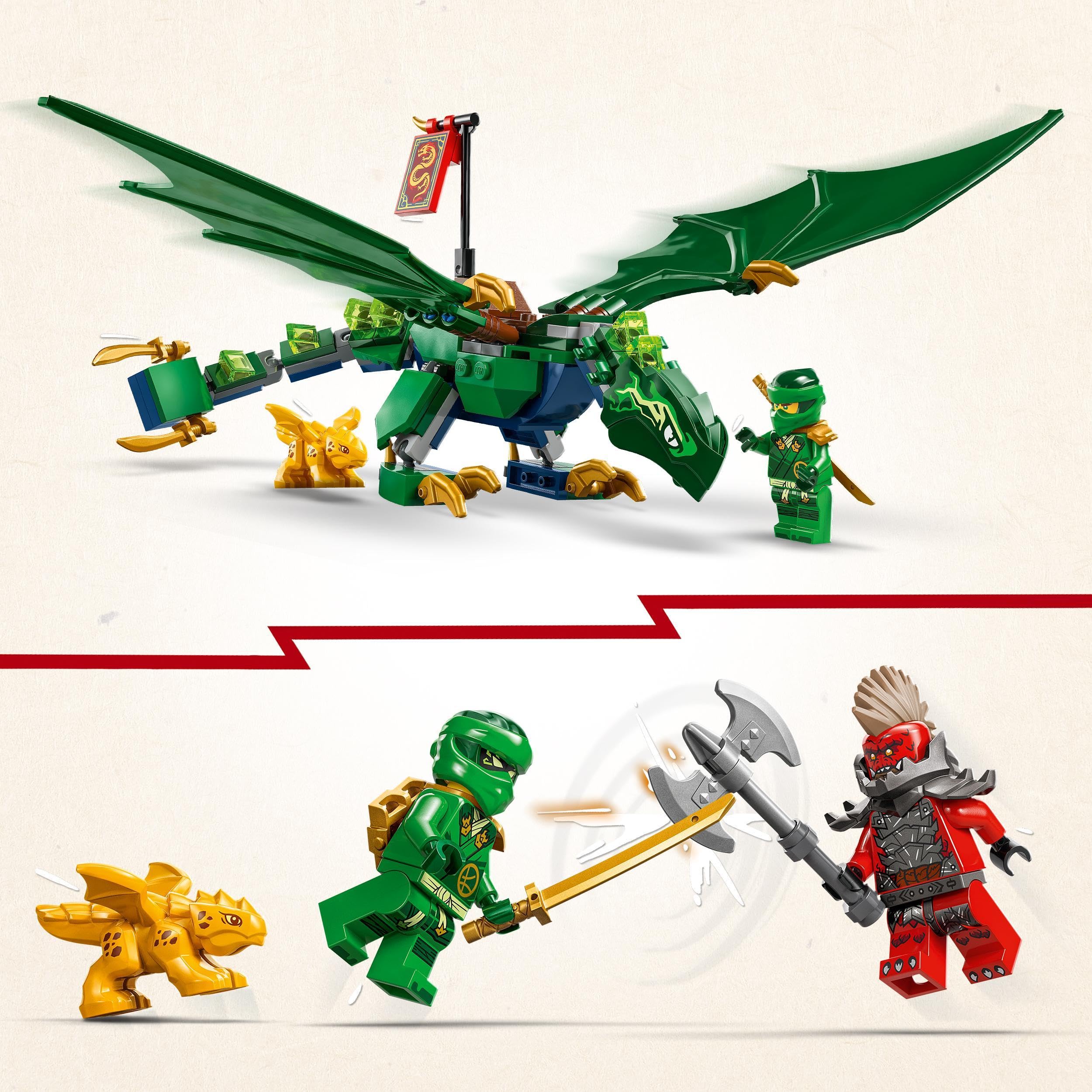 LEGO NINJAGO Lloyd’s Green Forest Dragon - Building Playset with 2 Minifigures for Ages 6+ 3