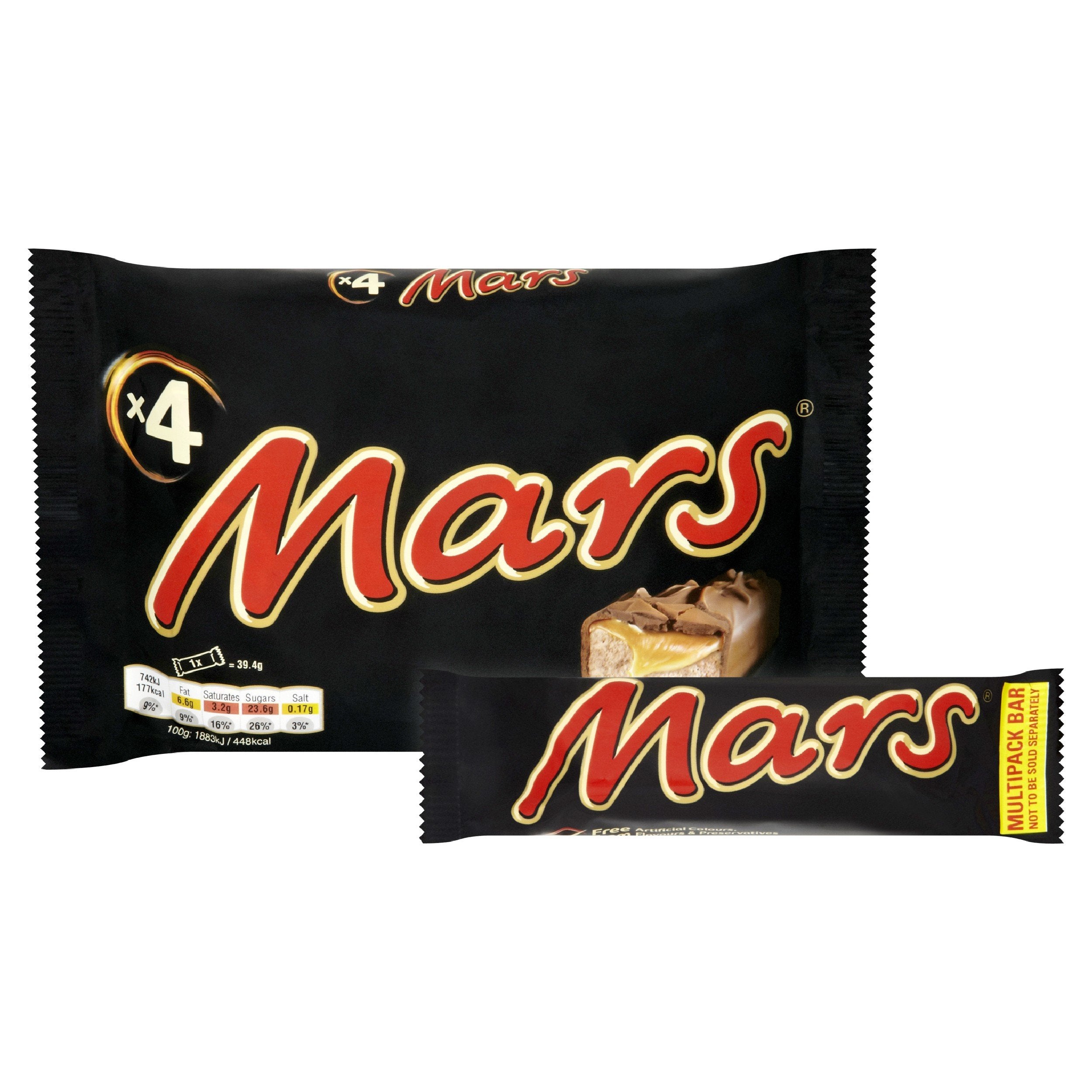 Mars Caramel, Nougat & Milk Chocolate Snack Bars Multipack, 4 x 39.4g 8