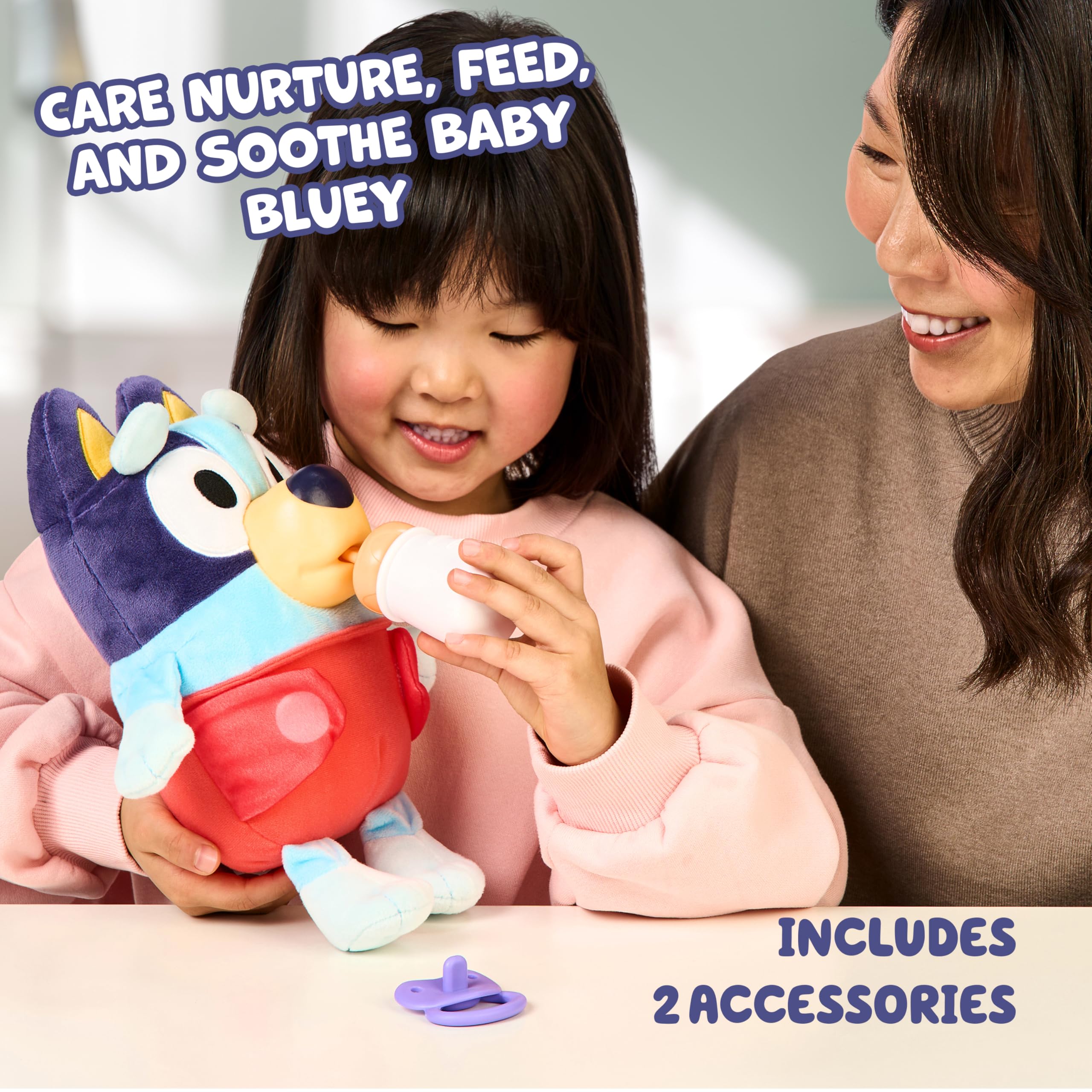 Bluey Cuddle & Care Baby - Interactive Electronic Plush Toy with Sounds & Accessories 6