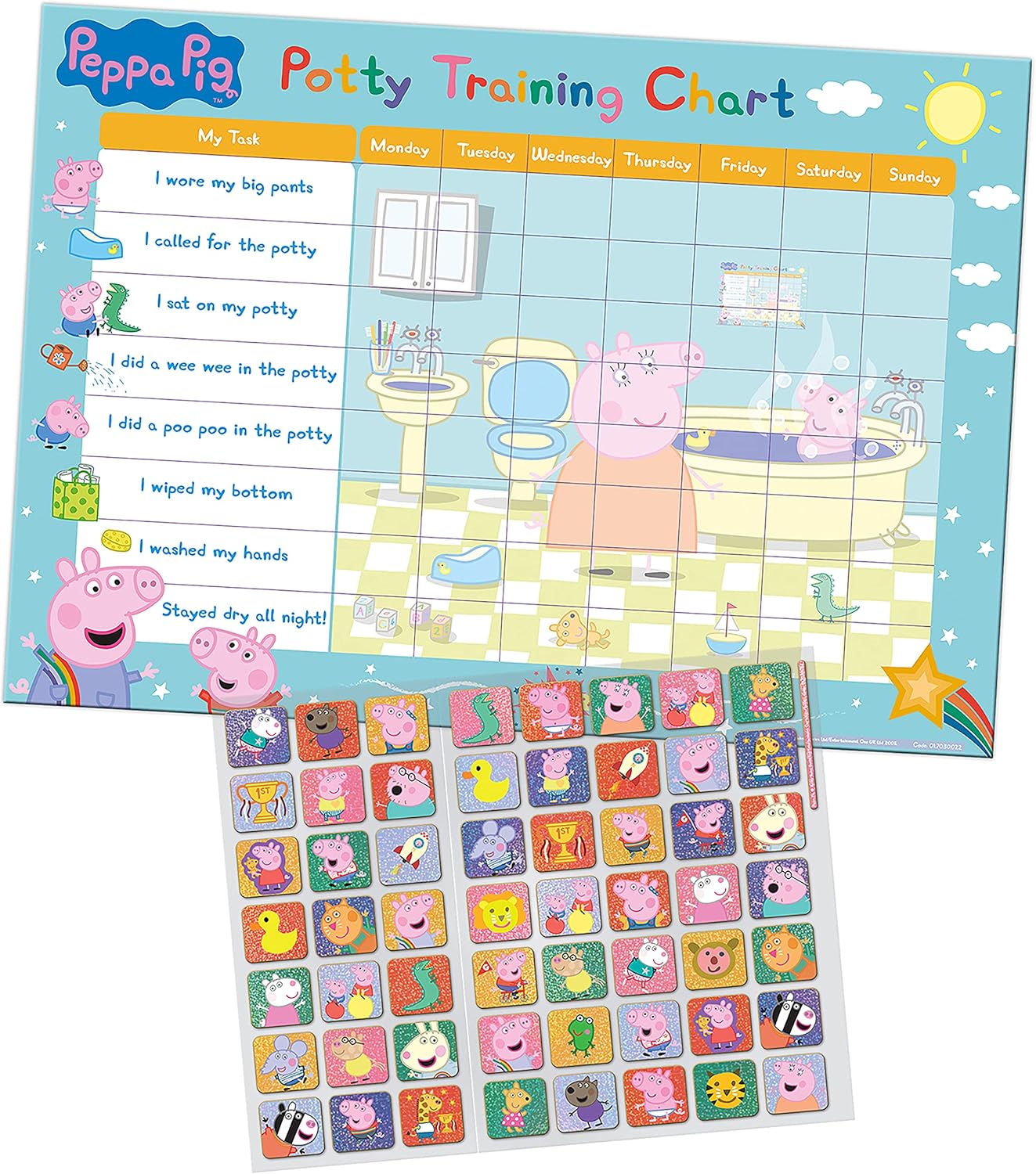 Peppa Pig Potty Training Reward Chart with Reusable Foil Stickers 6
