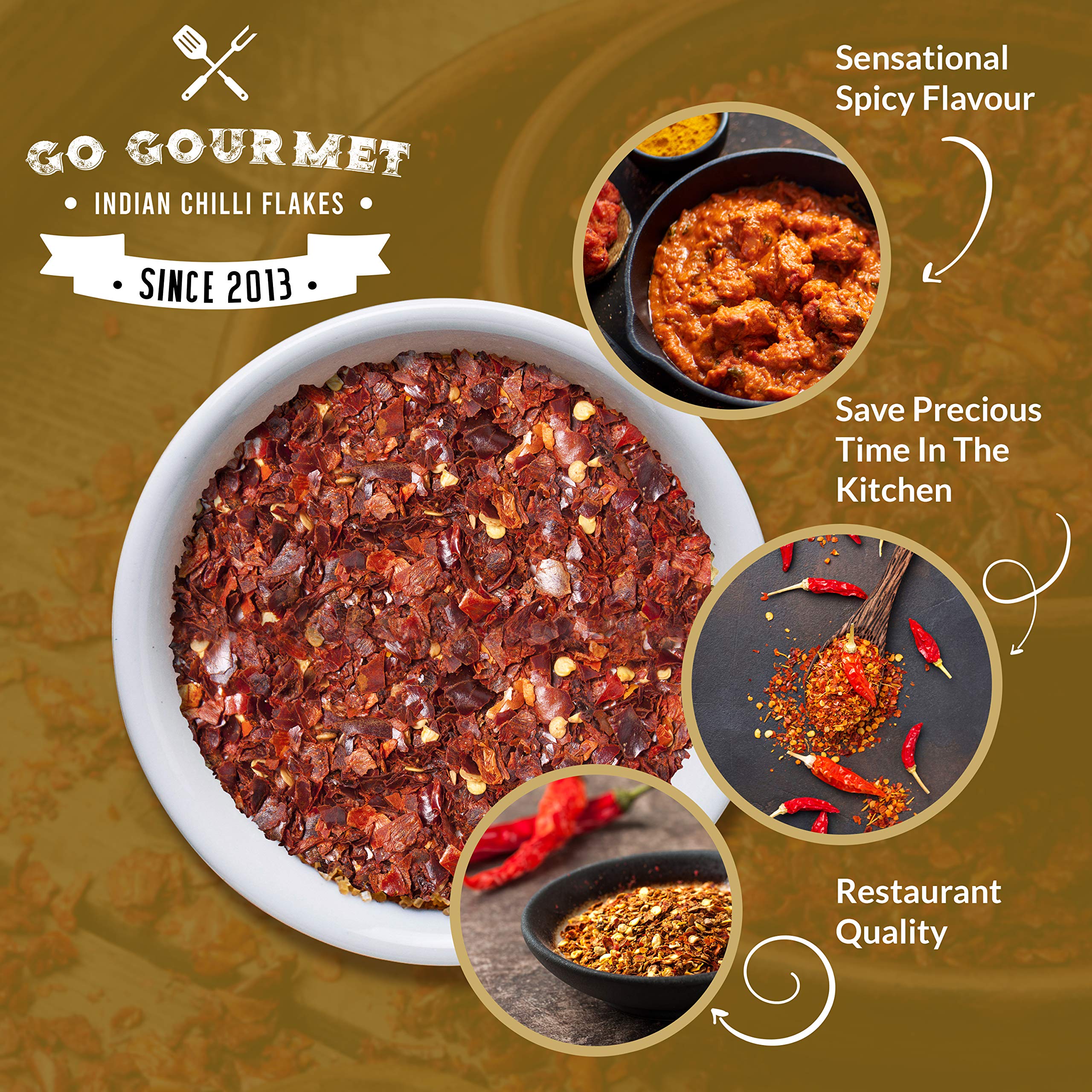 Go Gourmet Indian Chilli Flakes - Dried Crushed Chillies from India 4