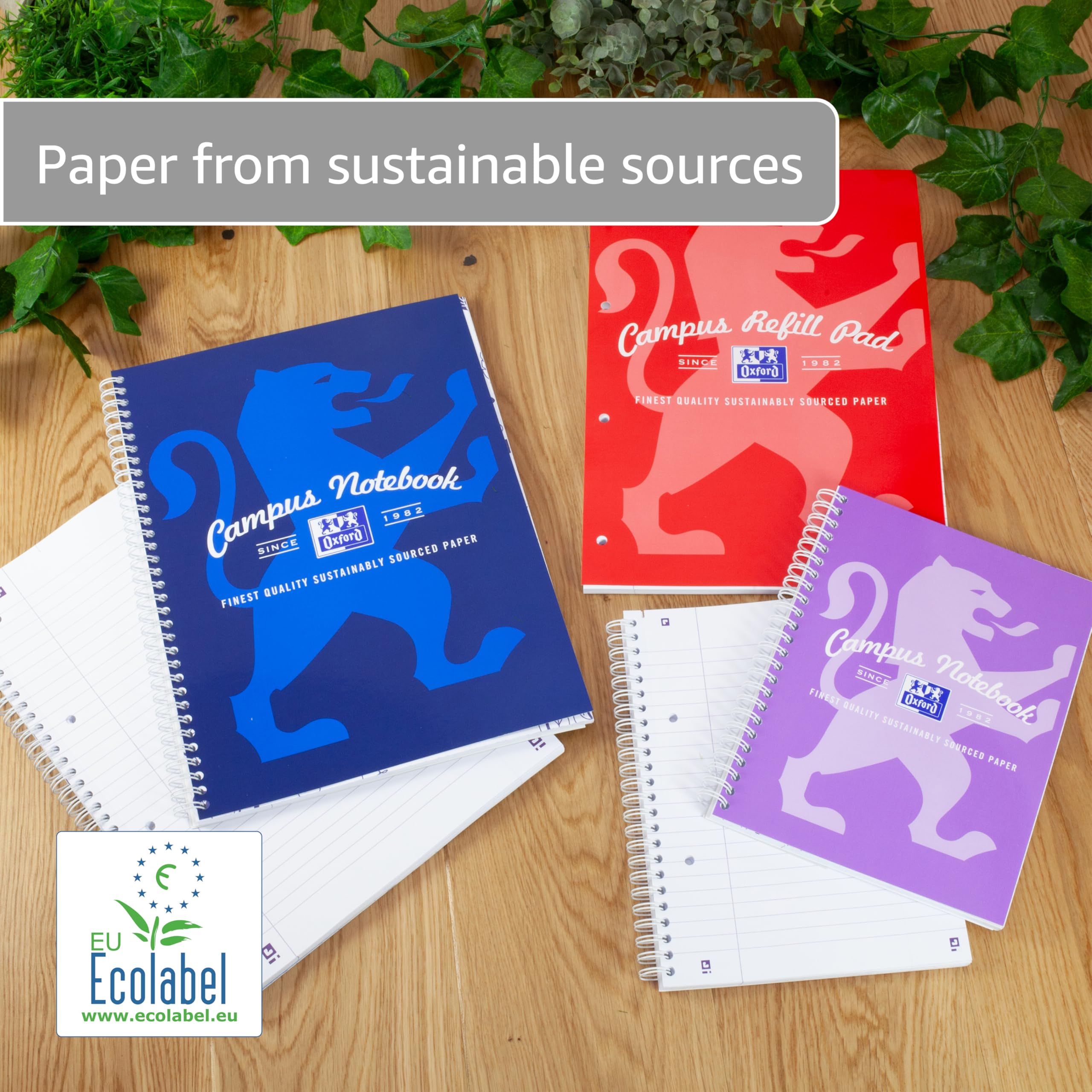 Oxford Campus A4 Lined Refill Pad - 140 Pages, Pastel Colours, 8mm Ruled with Margin | Pack of 3 6
