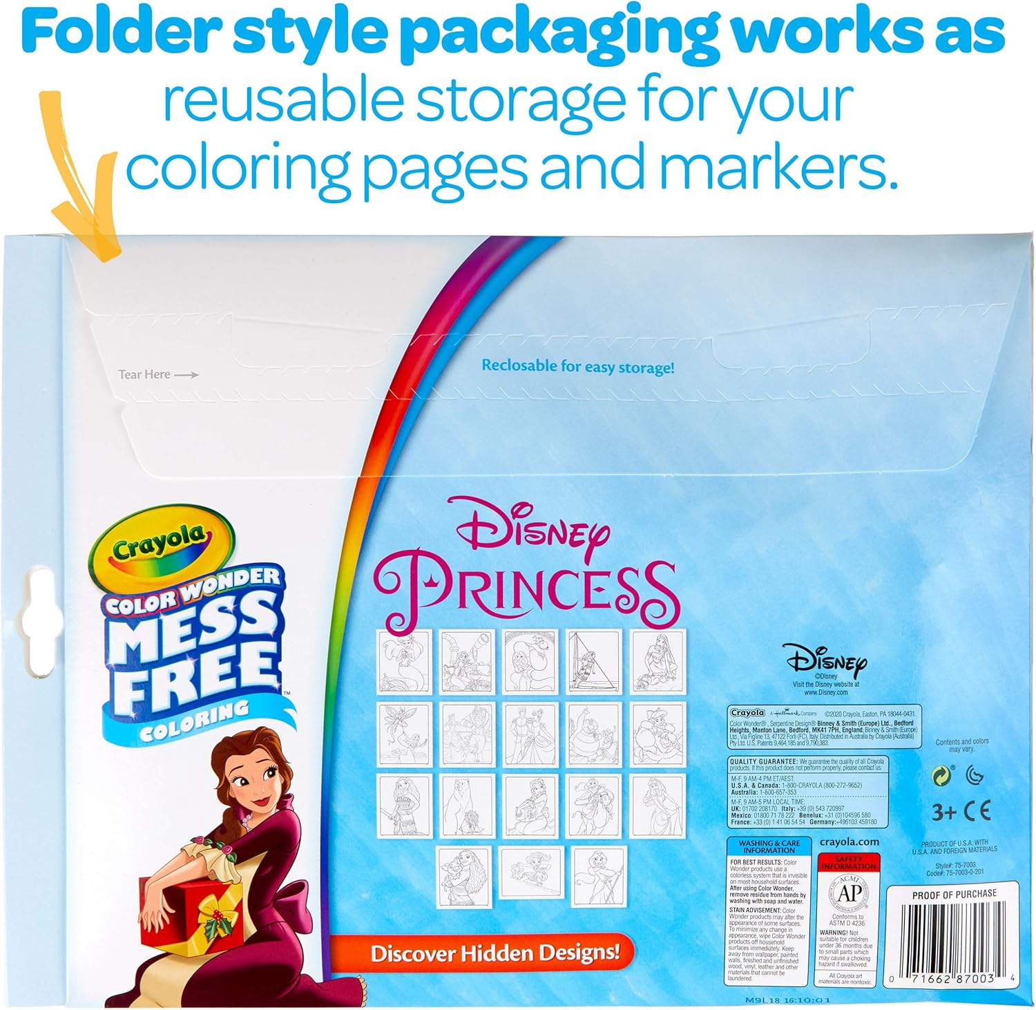 Crayola - Disney Princess Colouring Kit with 18 Pages & 5 Colour Wonder Markers 6
