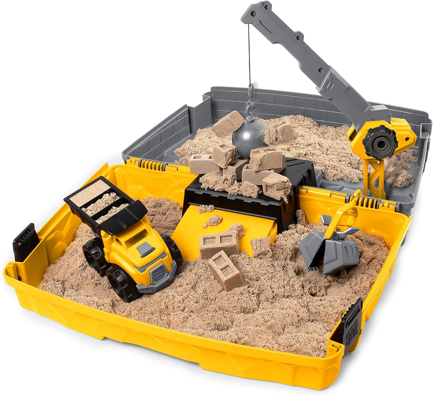 Kinetic Sand Construction Site Playset - Working Crane & Dumper Truck for Kids 3+ 3